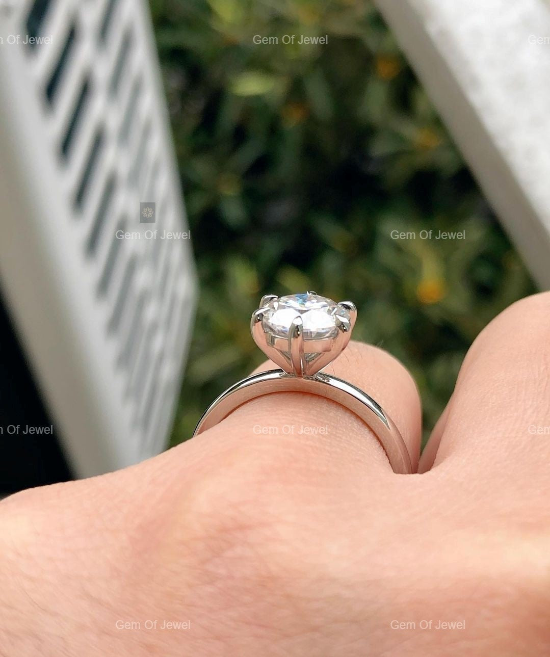 1CT Round Moissanite Solitaire Diamond Engagement Ring, Solitaire Six Prong Round Moissanite Engagement Ring For Her, 1CT Round Diamond Ring