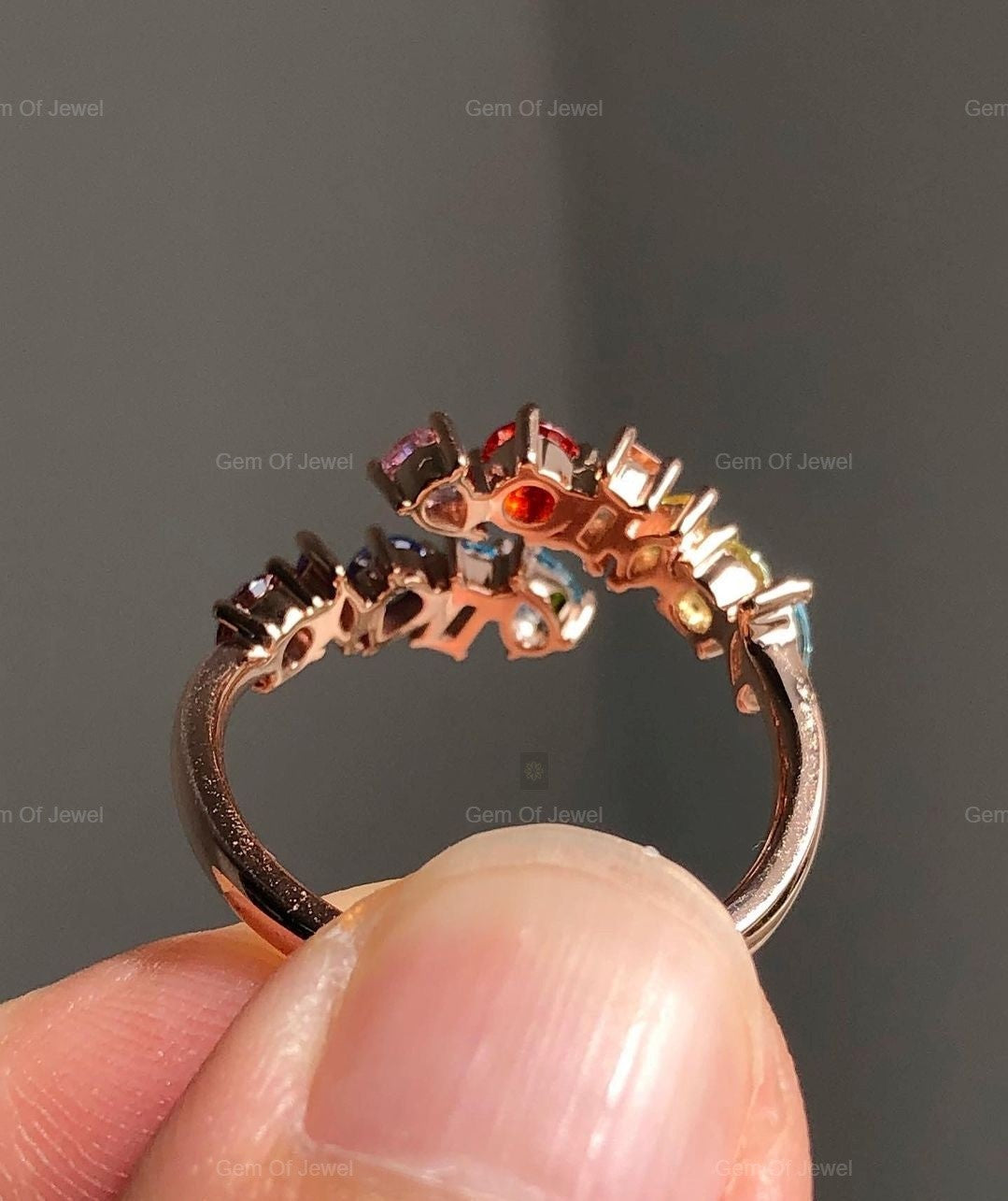 Rainbow Diamond Wedding Ring, Multi Shape Lab Diamond Rainbow Color Diamond Ring, Multi Color Diamond Wedding Ring For Her, Rainbow Ring