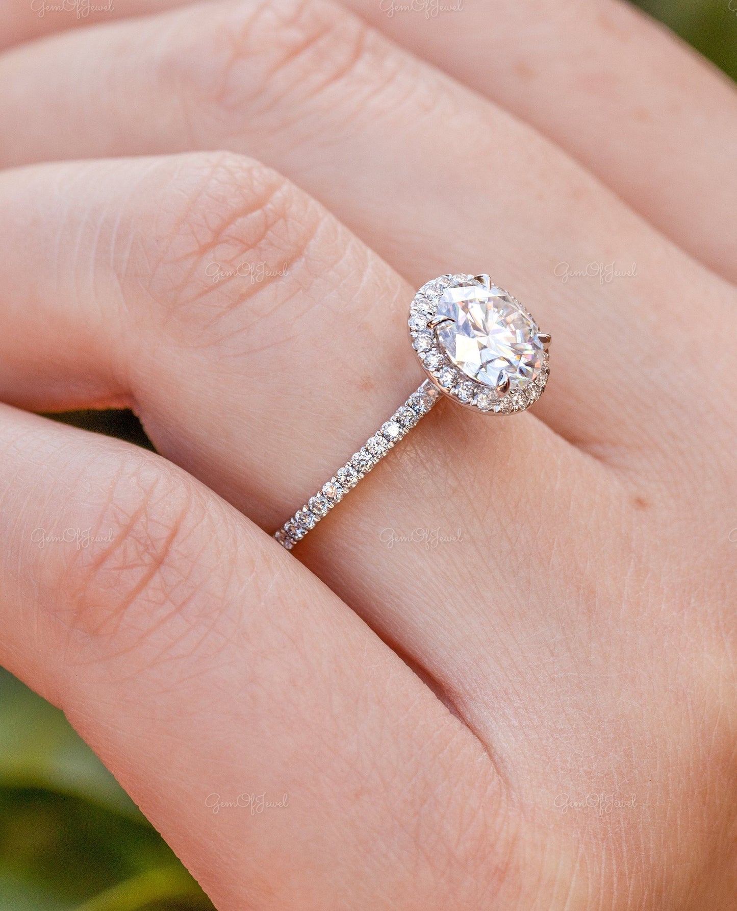 Round Moissanite Wedding Ring With Halo, Bridal Wedding Ring Set , Round Moissanite Bridal Set Anniversary Ring And Band Bridal Set For Her
