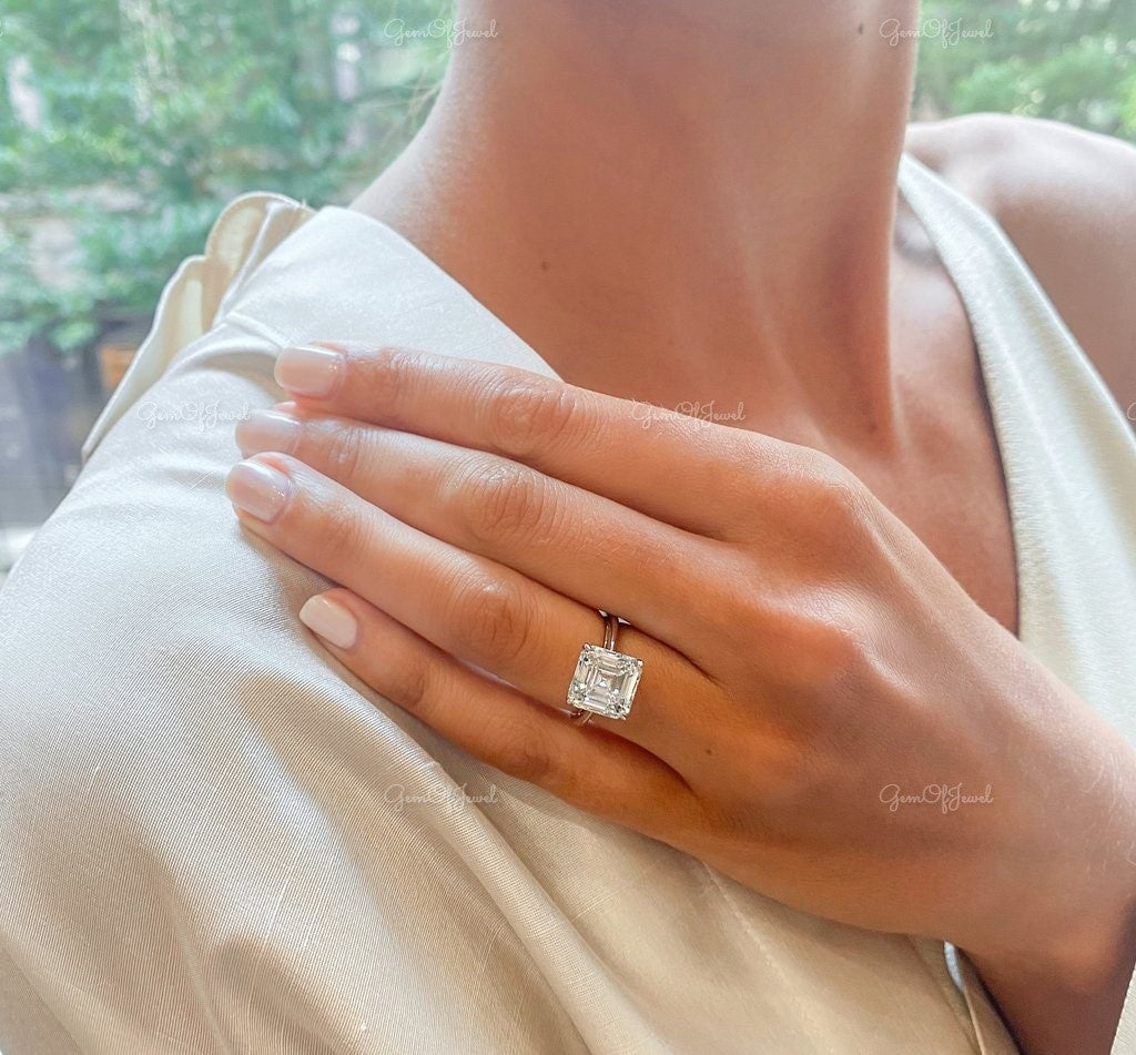 Ascher Cut Moissanite Solitaire ring Moissanite Diamond Gold Ring Gift For Hee, Ascher Diamond Ring, Solitaire Diamond Ring, Ascher Ring