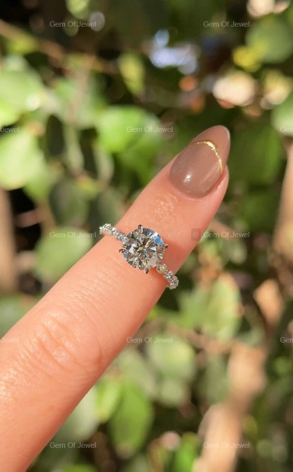 Round Moissanite Diamond Ring 2CT TCW Round Moissanite Ring For Her, Floating Diamond Ring, Round Floating Bubble Band Ring Gift For Her