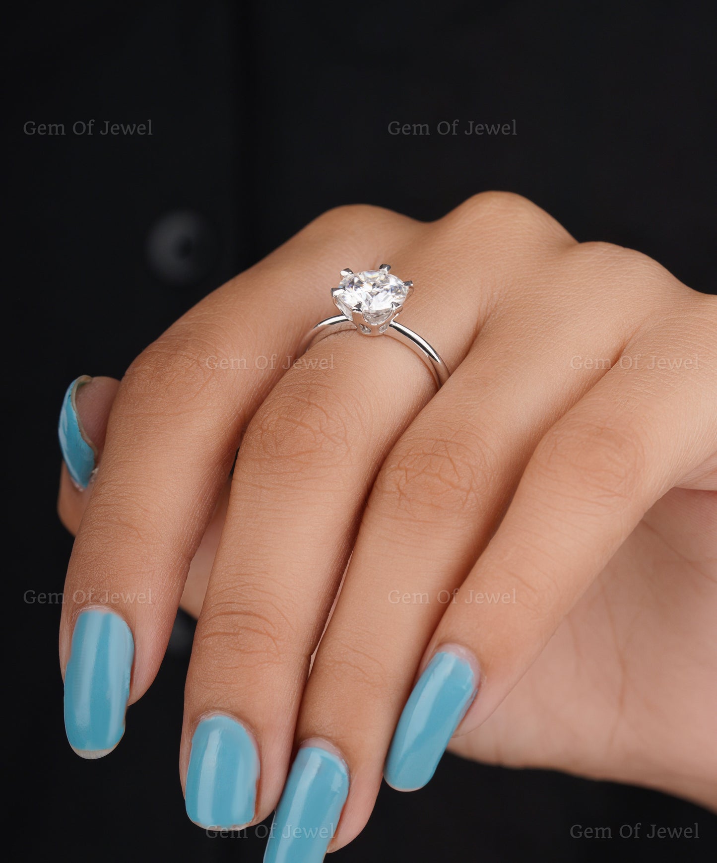 Round Moissanite Solitaire Diamond Ring, 2.5CT Moissanite Diamond Ring, High Setting Six Prong Round Diamond Engagement Ring Gift For Her