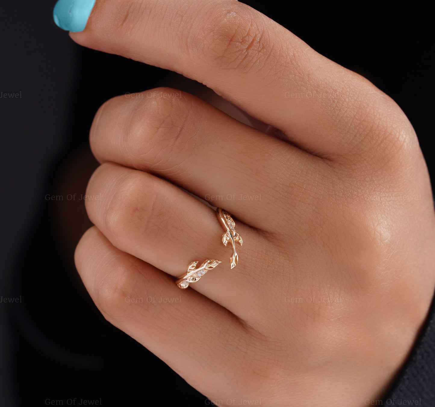 Flower Leaf Band With Moissanite Diamond, Round Moissanite Diamond Flower Ring, Flower Shape Wedding Ring, Tree Leaf Design Wedding Band