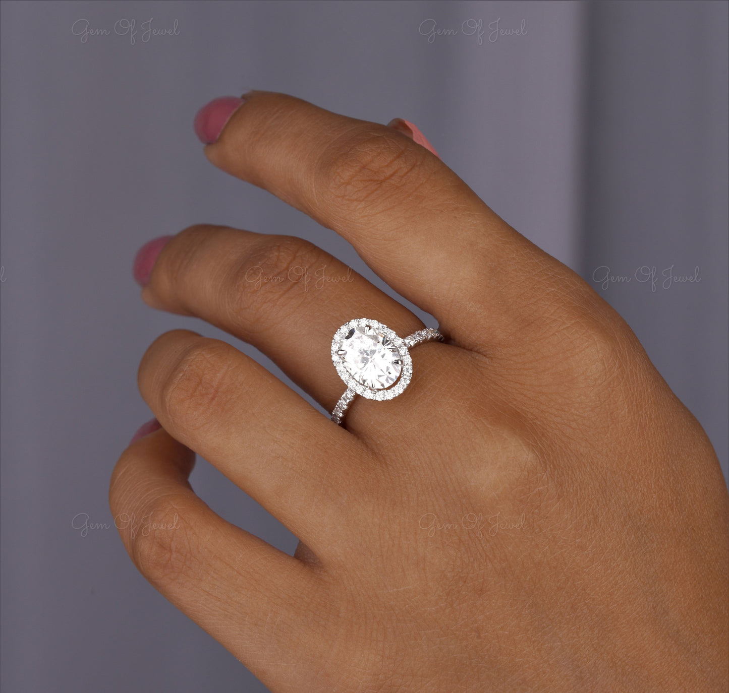 2CT Oval Diamond Moissanite Ring With Diamond On Prongs With Pave Eternity Engagement Ring, Oval Diamond Ring, Oval Moissanite Diamond Ring