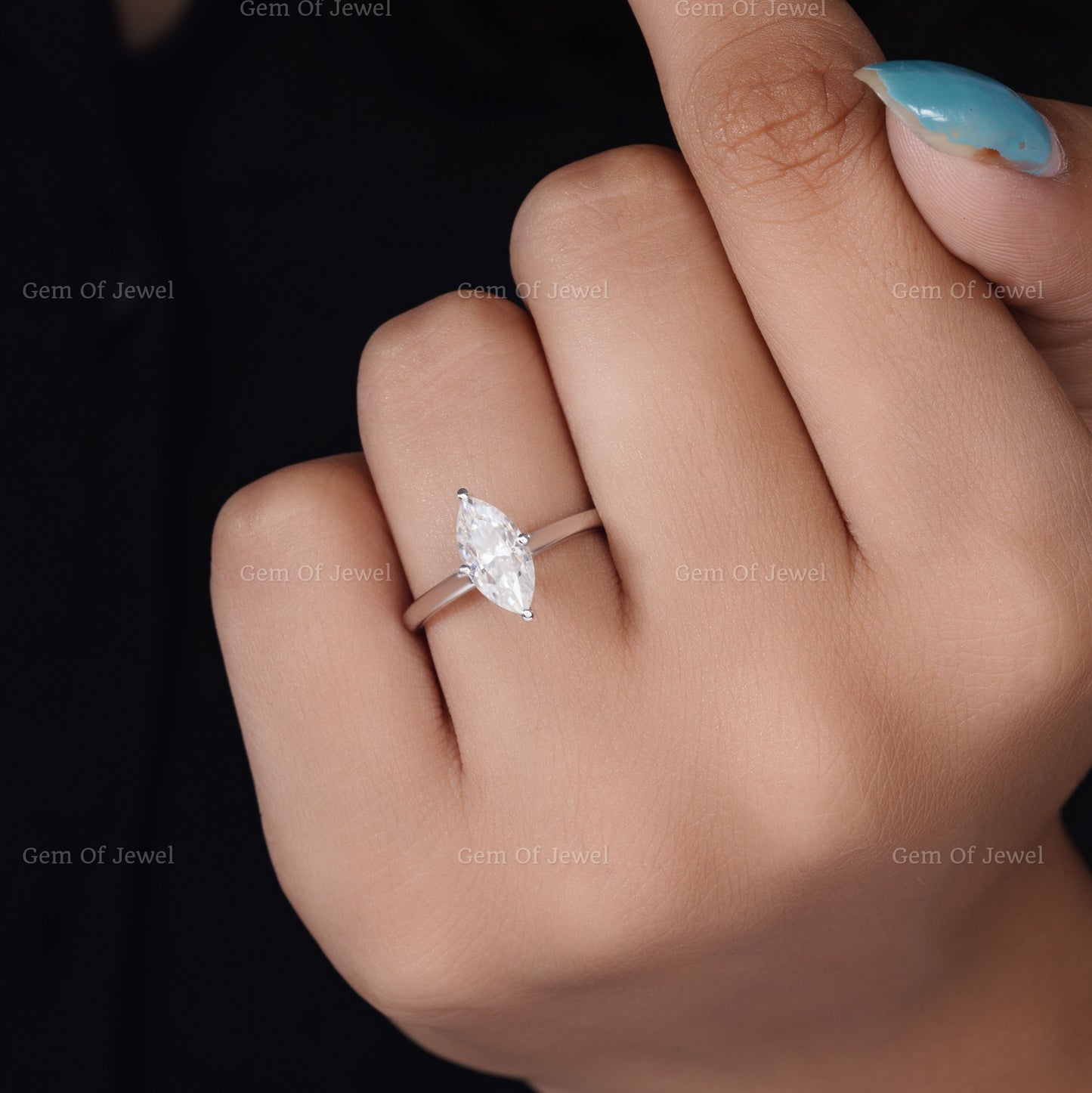 Marquise 1CT Moissanite Diamond Solitaire Ring,1CT Moissanite Engagement Ring For Her, Marquise Cut Moissanite Diamond 1CT Ring Gift For Her