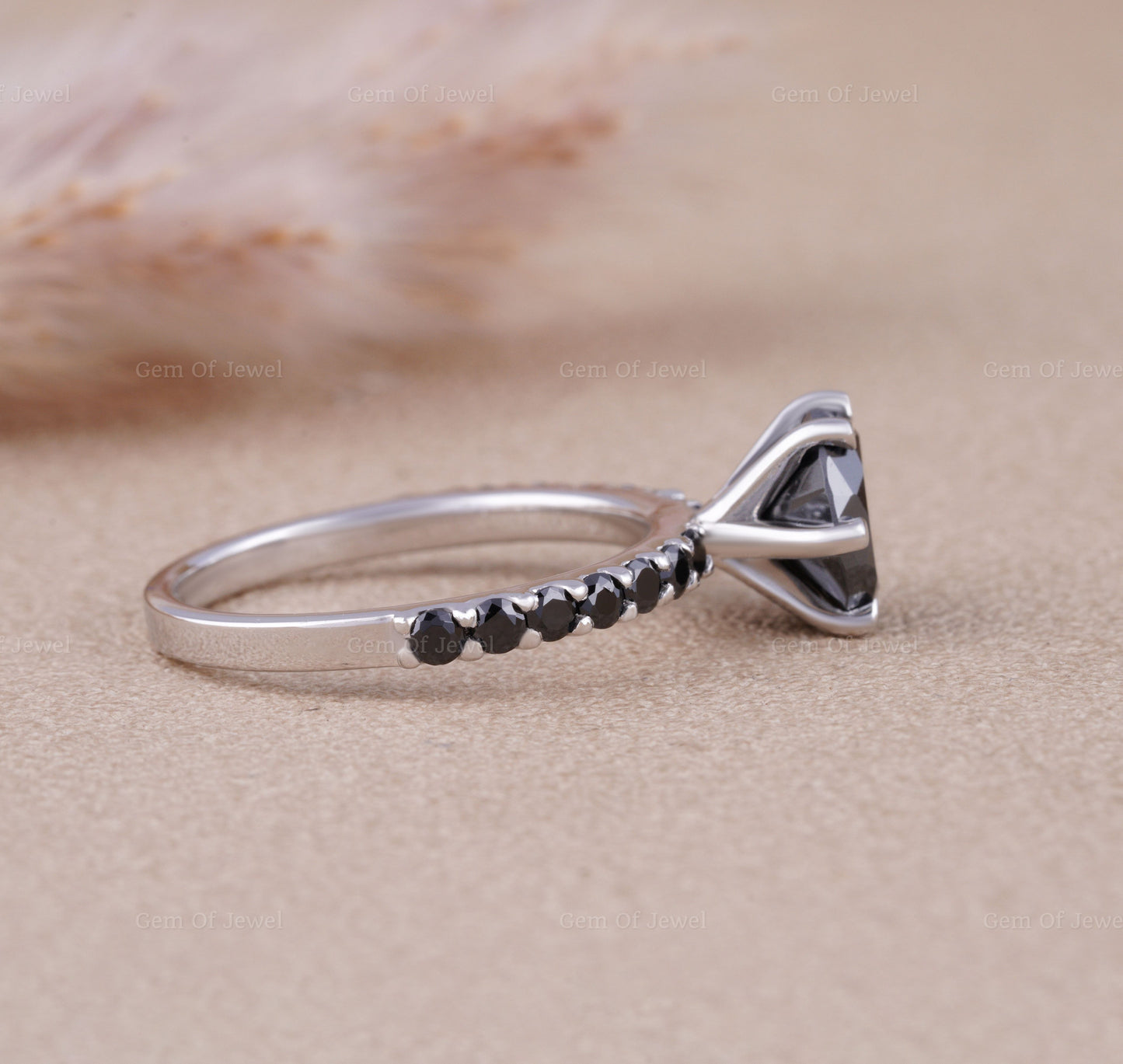 Copy of Black Moissanite Diamonds Half Eternity Pave Stackable Band, Black Moissanite Stone Band, Stackable Band, Black Moissanite Pave Diamond Band
