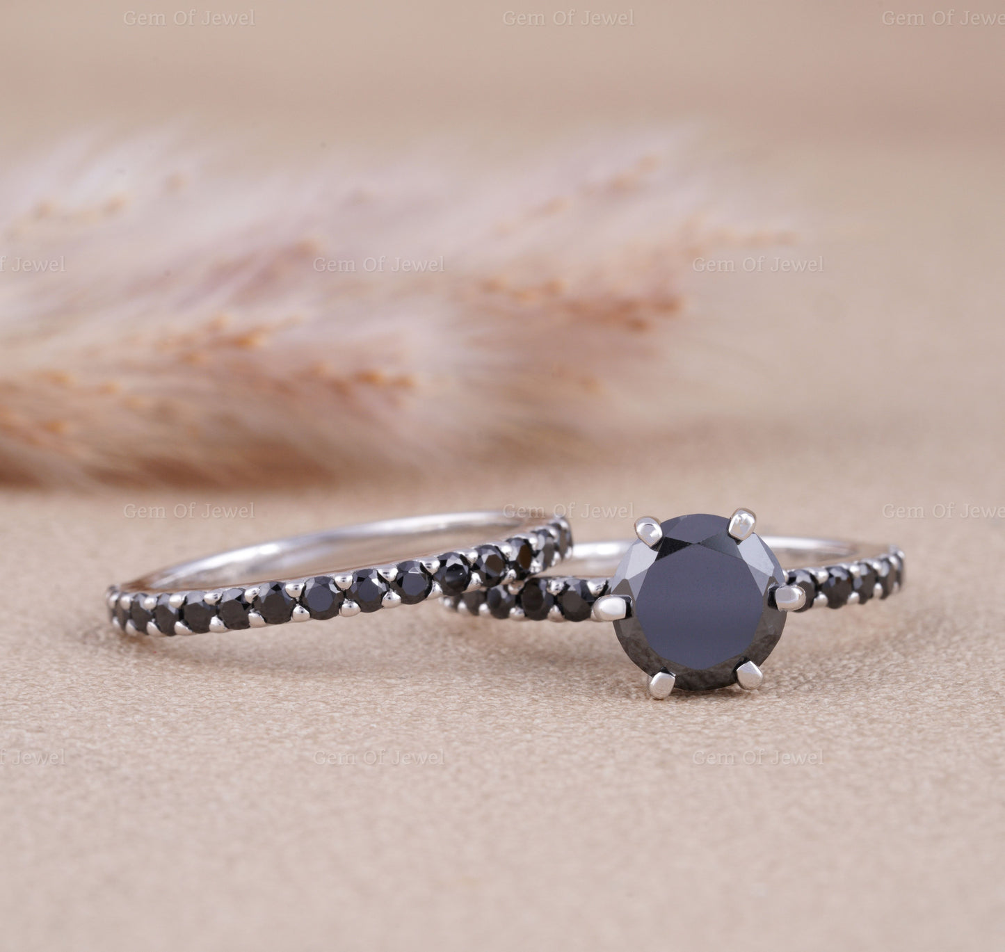 Copy of Black Moissanite Diamonds Half Eternity Pave Stackable Band, Black Moissanite Stone Band, Stackable Band, Black Moissanite Pave Diamond Band