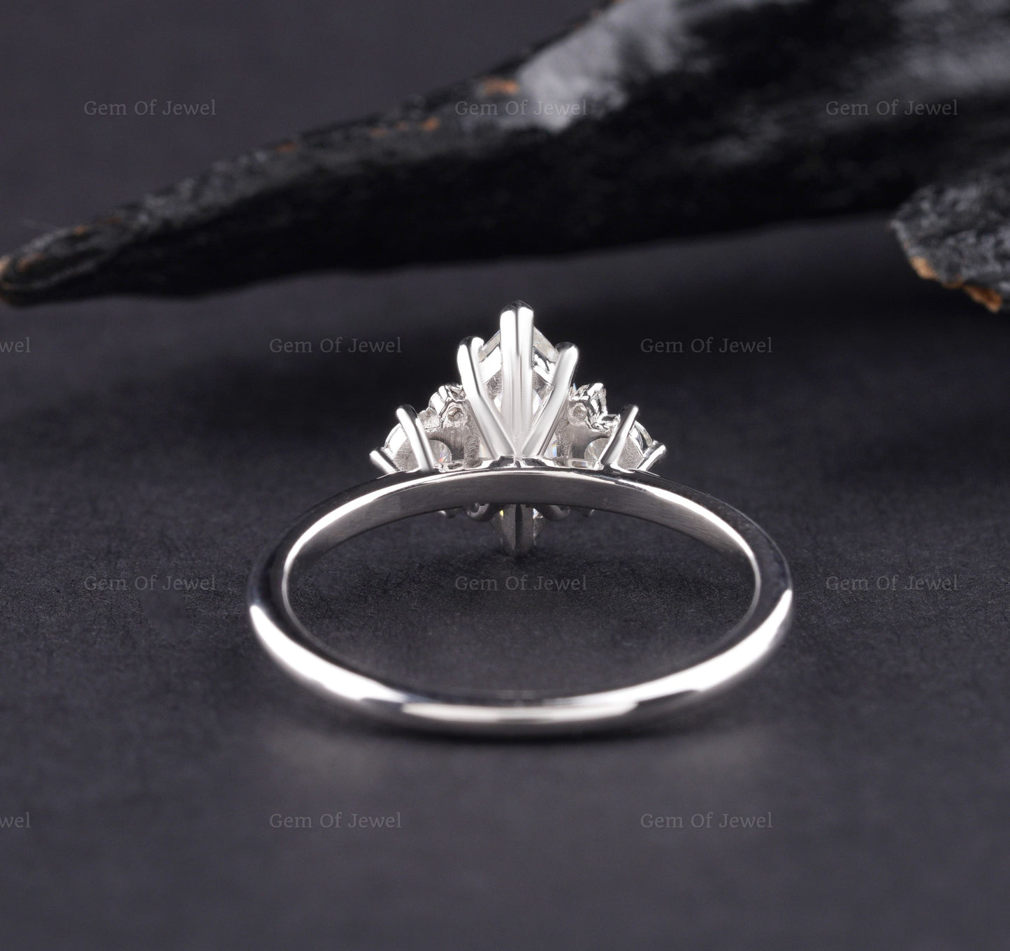 Marquise Diamond Moissanite Ring With Side Round Moissanite Diamond Ring, Marquise Cluster Diamond Ring, 1CT Marquise Moissanite Ring