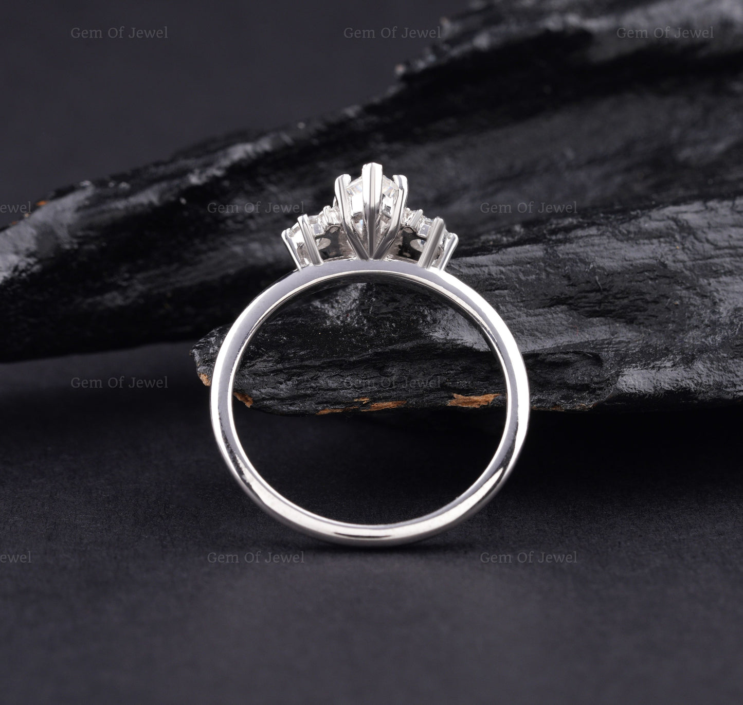 Marquise Diamond Moissanite Ring With Side Round Moissanite Diamond Ring, Marquise Cluster Diamond Ring, 1CT Marquise Moissanite Ring