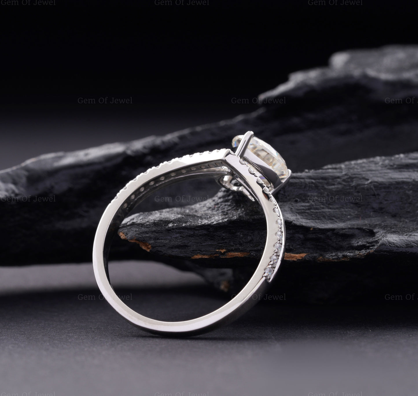 Heart Moissanite Diamond With Curved Double Split Band Engagement Ring for her, Split Band Ring, Curved Band Ring, Heart Moissanite Ring