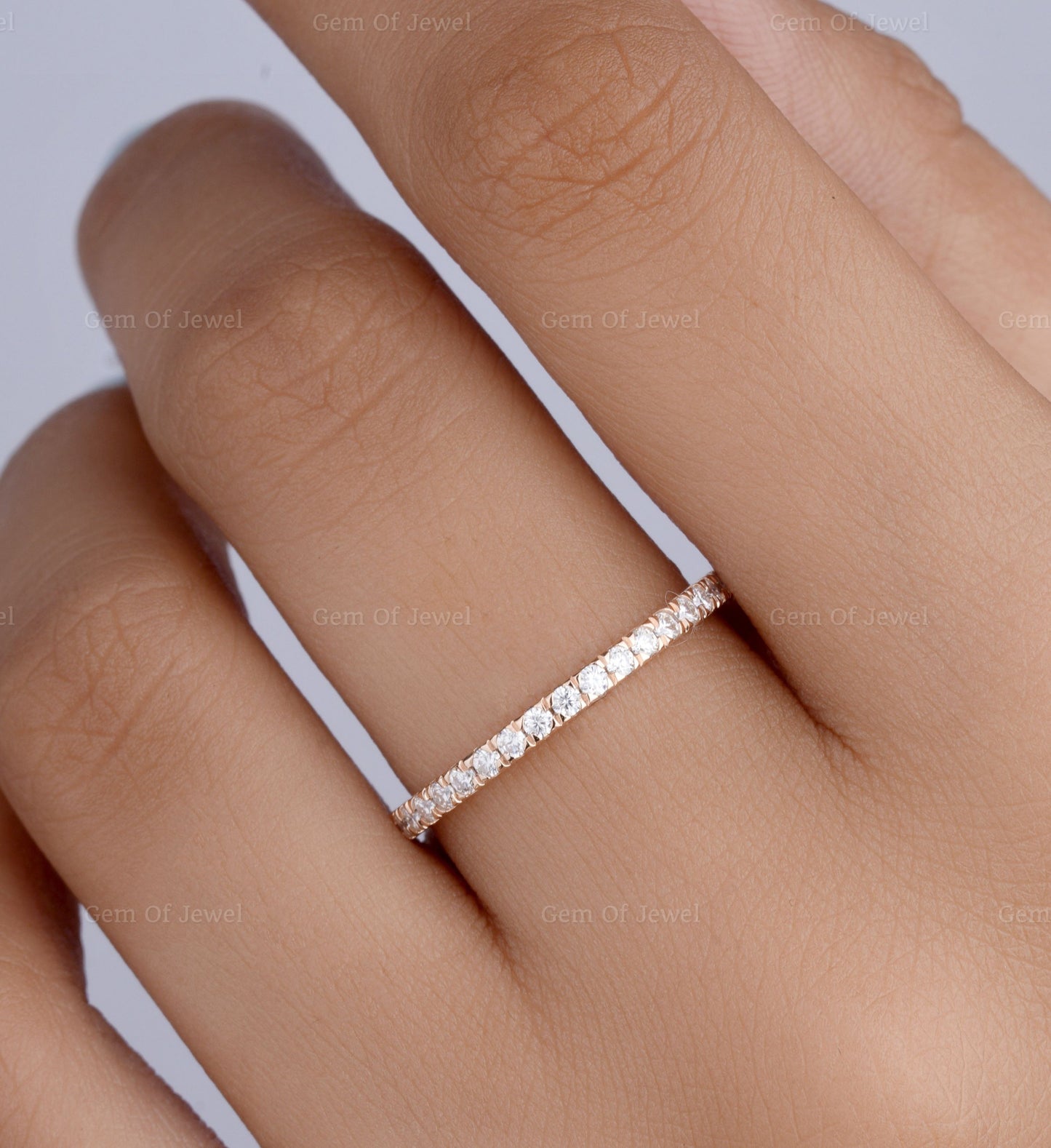 Round Diamond Matching Wedding Band, Round Moissanite Diamond Matching Band 3/4th Eternity Band For Her , Matching Wedding band For Her