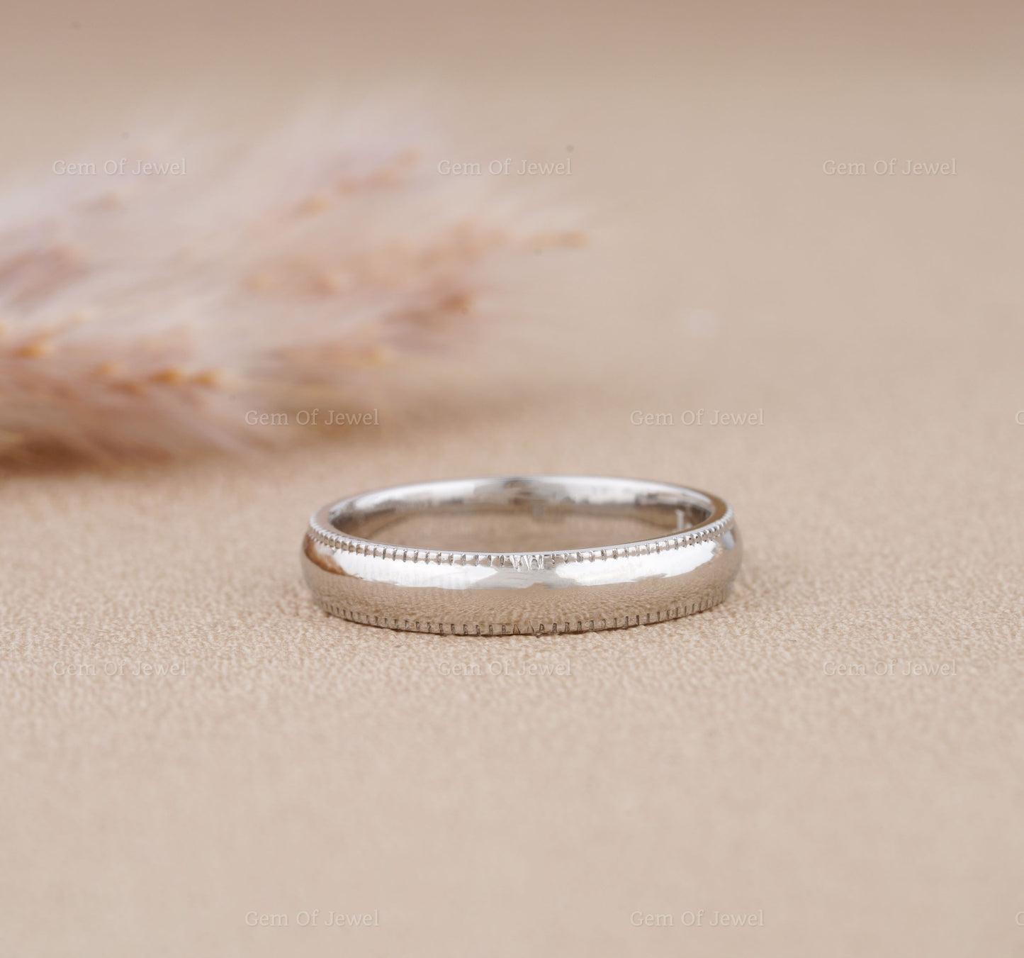 Plain Milgrain Ring For Her, Plain Ring For Him, Milgrain Plain Solid Unisex Ring, 4mm Width Plain Solid Gold Unisex Ring, Couple Ring Idea