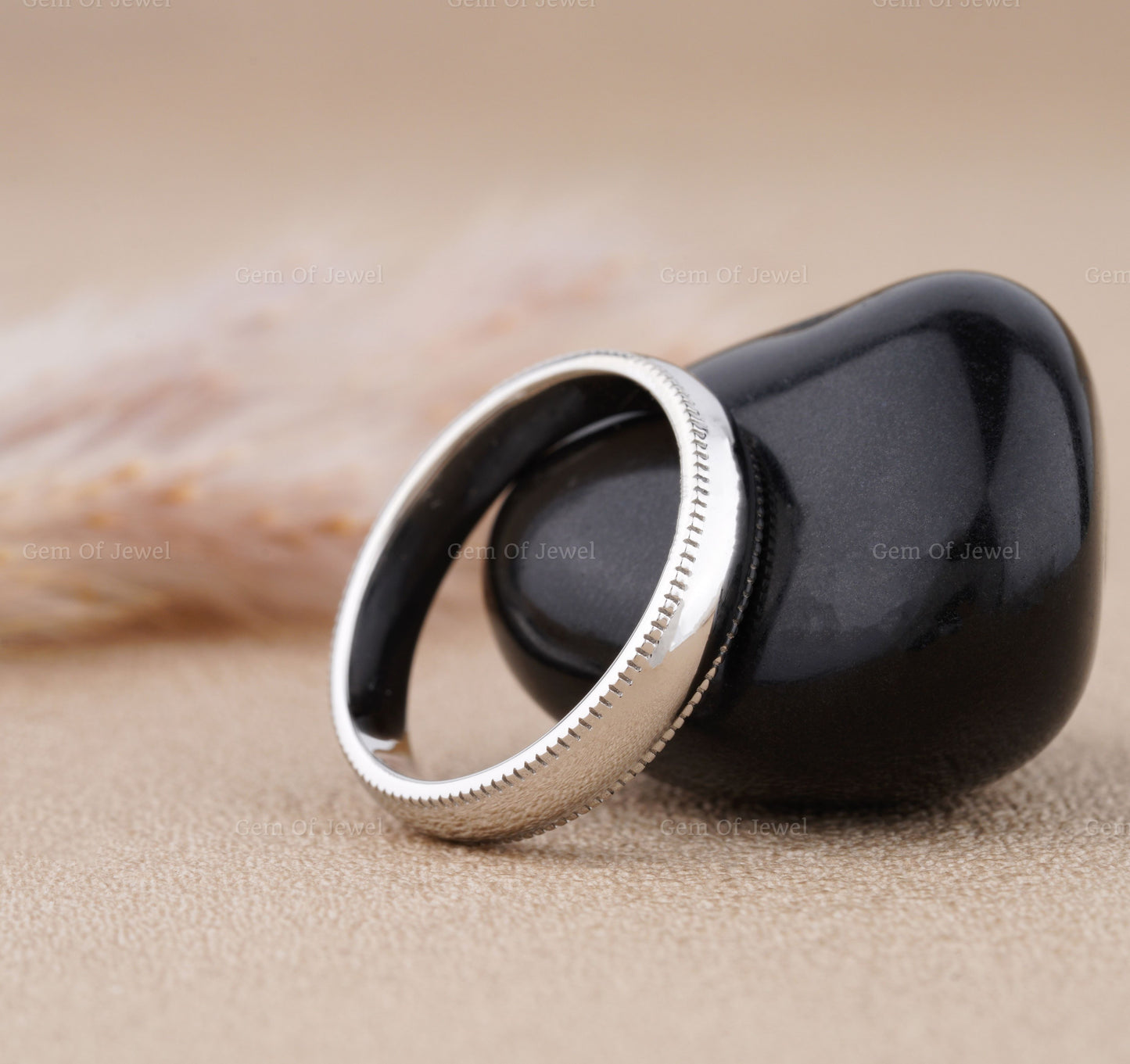 Plain Milgrain Ring For Her, Plain Ring For Him, Milgrain Plain Solid Unisex Ring, 4mm Width Plain Solid Gold Unisex Ring, Couple Ring Idea