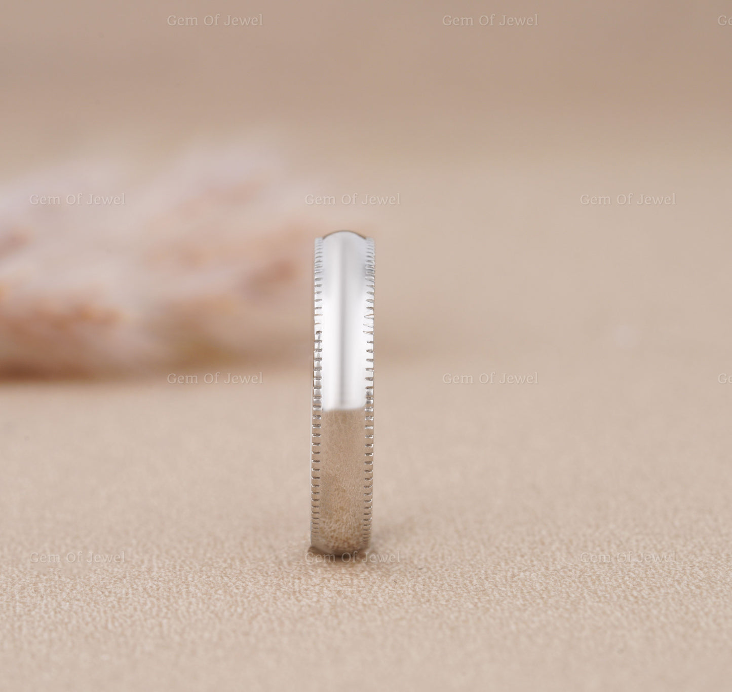 Plain Milgrain Ring For Her, Plain Ring For Him, Milgrain Plain Solid Unisex Ring, 4mm Width Plain Solid Gold Unisex Ring, Couple Ring Idea
