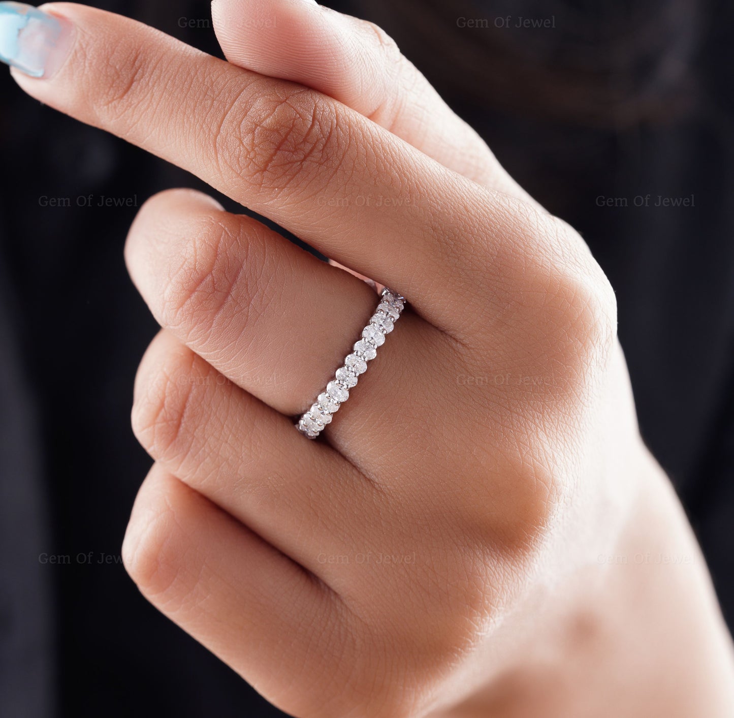 Oval Moissanite Diamond Wedding Band, Oval Cut Moissanite Stackable Band, Oval Diamond Wedding Ring For Her, Oval Diamond Wedding Ring Gift