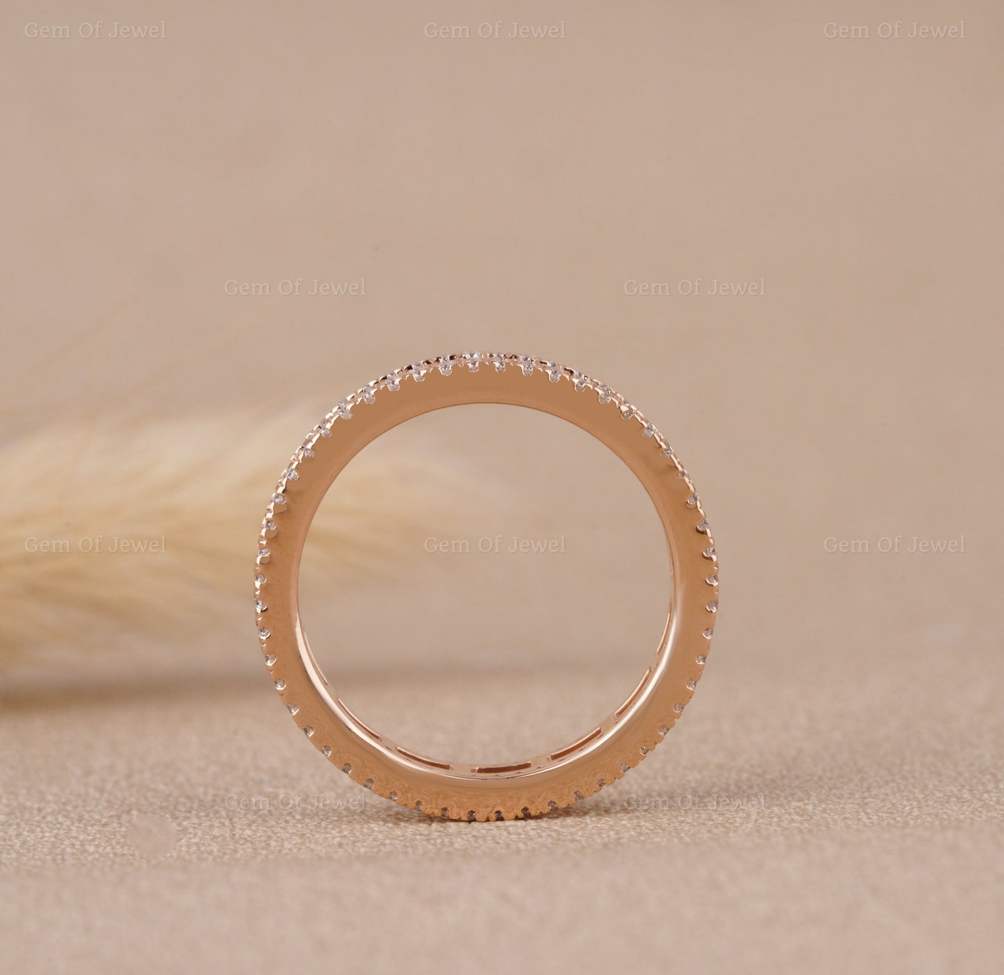 Baguette Moissanite Diamond Ring Full Eternity With Round Moissanite Diamond For Her, Wedding Band For Her, Baguette Diamond Wedding Band