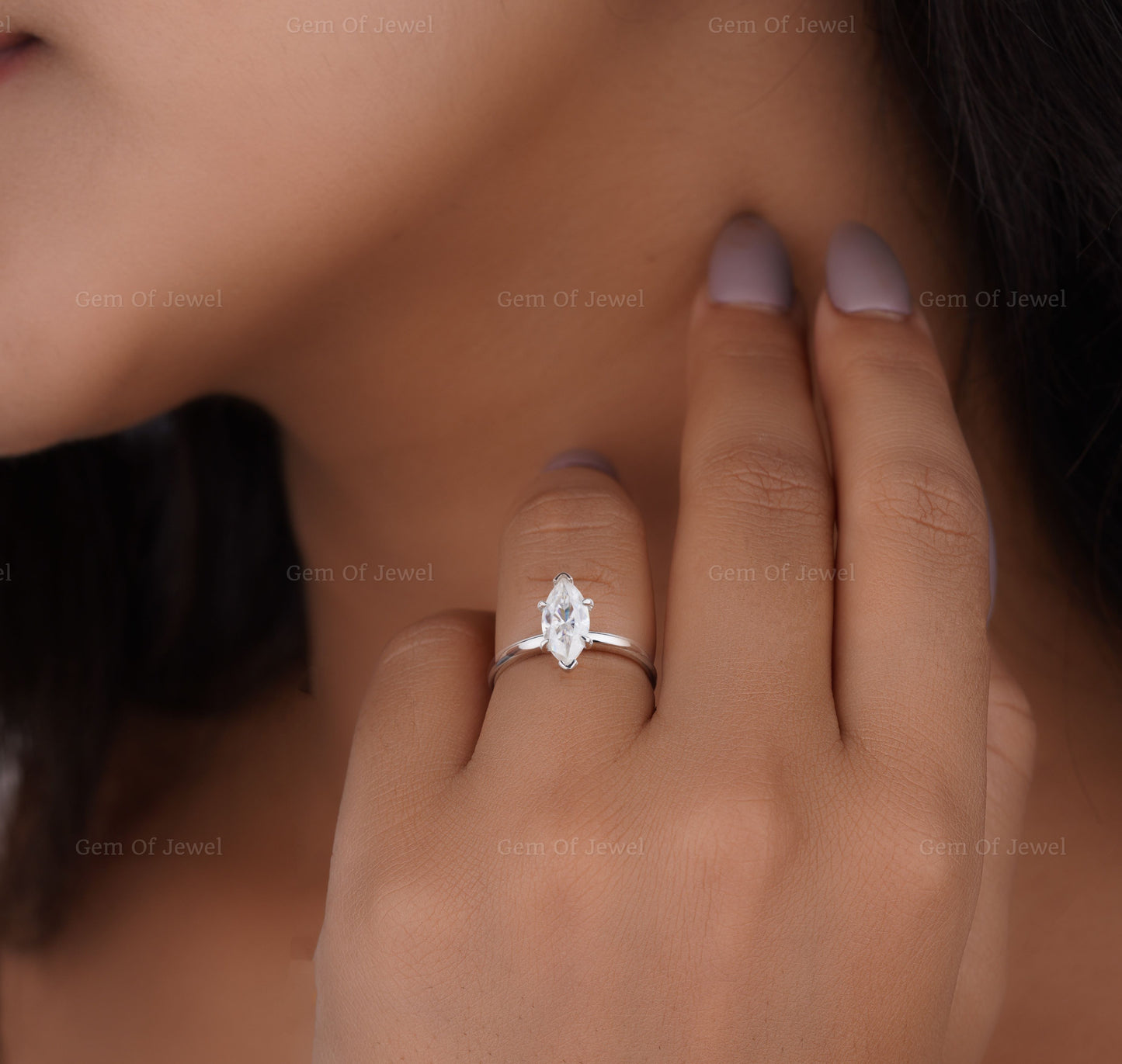 Marquise Solitaire Moissanite Diamond Six Prong Diamond Ring For Her, Solitaire Diamond Ring, Marquise Diamond Moissanite Engagement Ring