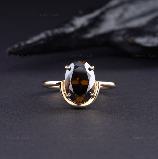 4CT Oval Champagne Moissanite Oval Diamond Ring, Oval Champagne Moissanite Diamond Ring, Champagne Color Diamond Ring, Brown Oval Diamond Ring