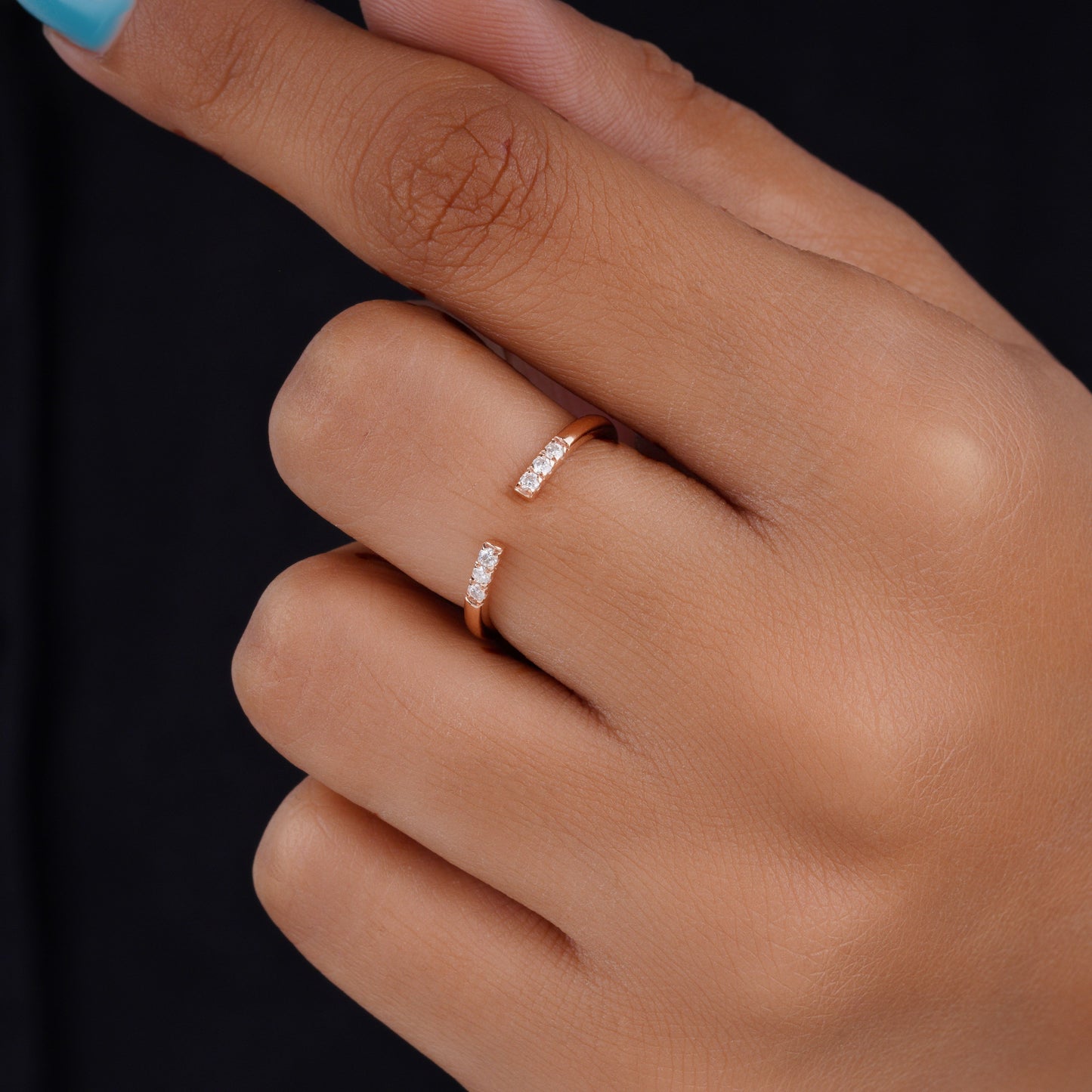 Split Band Round Moissanite Diamond Ring, Open Band Wedding Diamond Ring, Round Moissanite Open Band Wedding Ring For Her, Matching Band