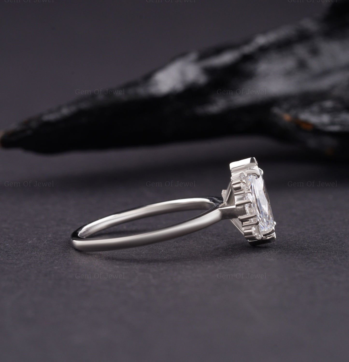 Marquise Diamond Moissanite Vintage Ring With Side Round, Marquise, And Tapered Baguette Cluster Ring, Marquise Moissanite Diamond Ring Gift