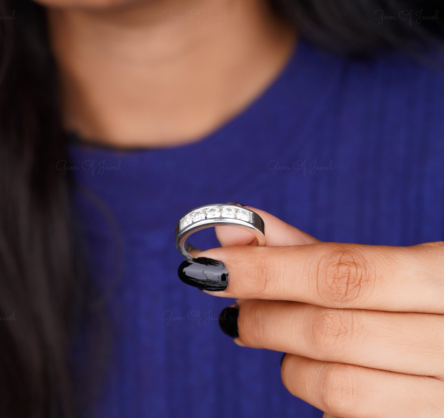 Round Moissanite Channel Set Ring, Moissanite Ring, Wedding Ring For Him, Wedding Ring For Her, Thick Band Unisex Ring, Moissanite Ring