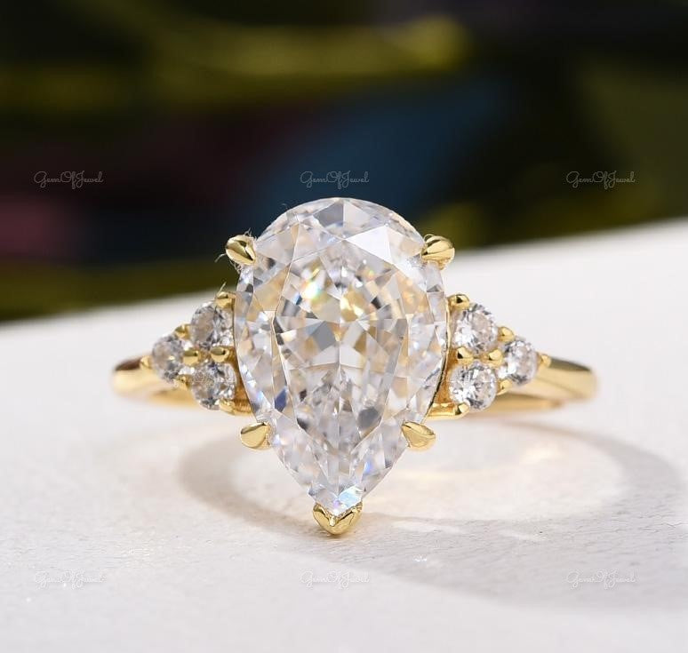 Pear shaped moissanite engagement ring CT Pear Moissanite