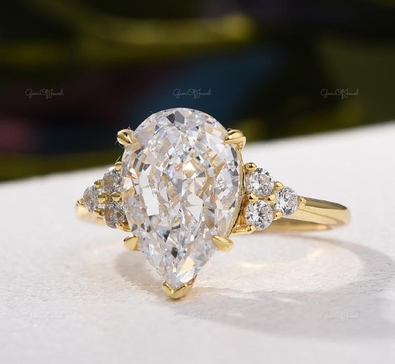Pear shaped moissanite engagement ring 3 CT Pear Moissanite , proposal ring, engagement ring idea, pear cut ring Moissanite /Engagement Ring