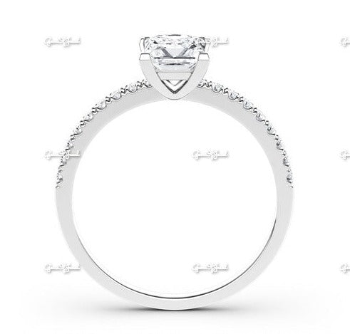 1 CT Princess Cut Moissanite Diamond Engagement Ring With Round Moissanite Eternity Band , Engagement Ring For Her, Princess Ring For her