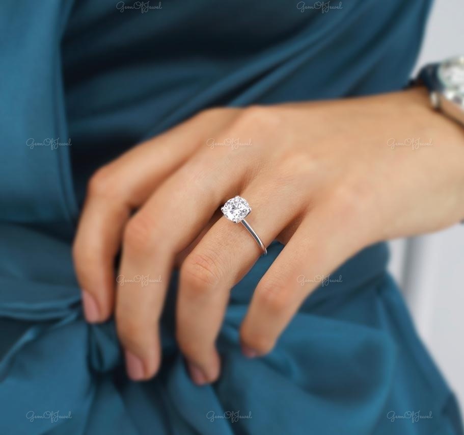 1CT Round Diamond Moissanite Solid Gold Ring Moissanite Solitaire Engagement Ring With High Mount Setting Solitaire Diamond Ring For Her