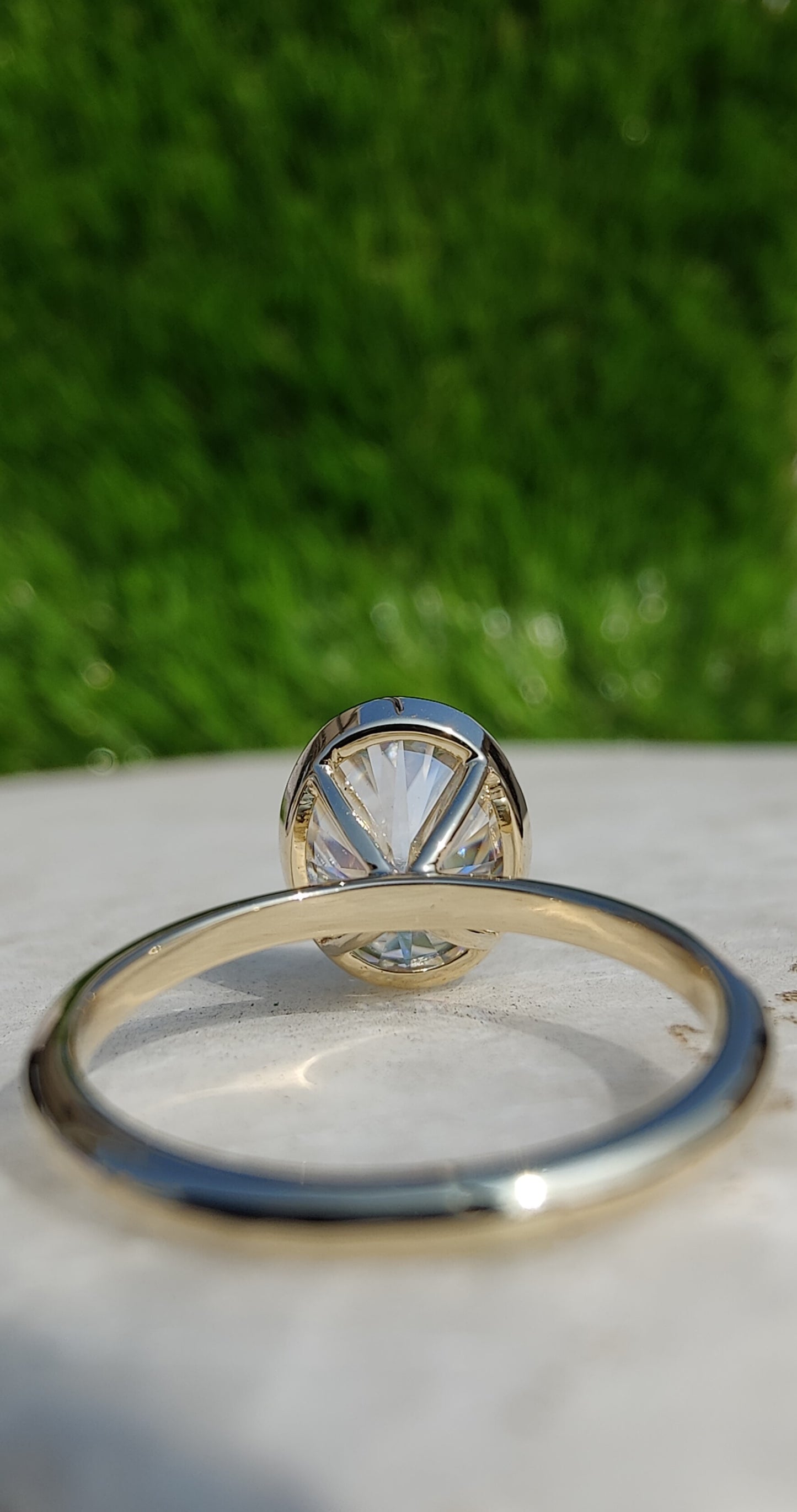 Oval Cut Moissanite Solitaire Diamond Bezel Set Ring, Oval Diamond Engagement Ring For Her, Bezel Set Oval Solitaire Diamond Ring For Her