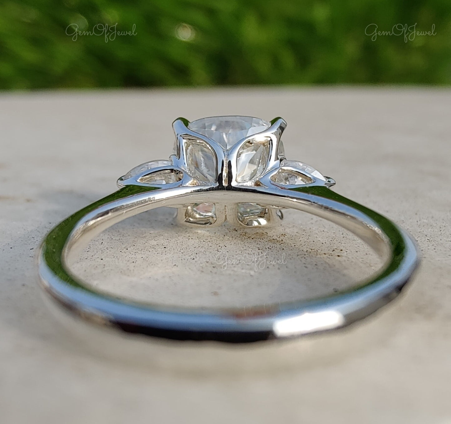 Cushion Moissanite Diamond 3 Stone With Pear Moissanite Diamond, Three Stone Ring For Wedding Ring , Cushion Moissanite Diamond Ring For Her