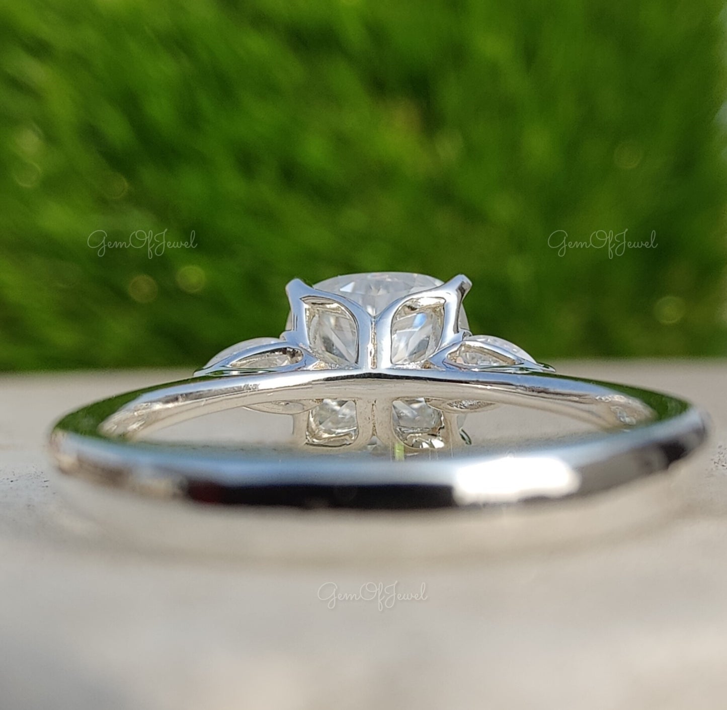 Cushion Moissanite Diamond 3 Stone With Pear Moissanite Diamond, Three Stone Ring For Wedding Ring , Cushion Moissanite Diamond Ring For Her