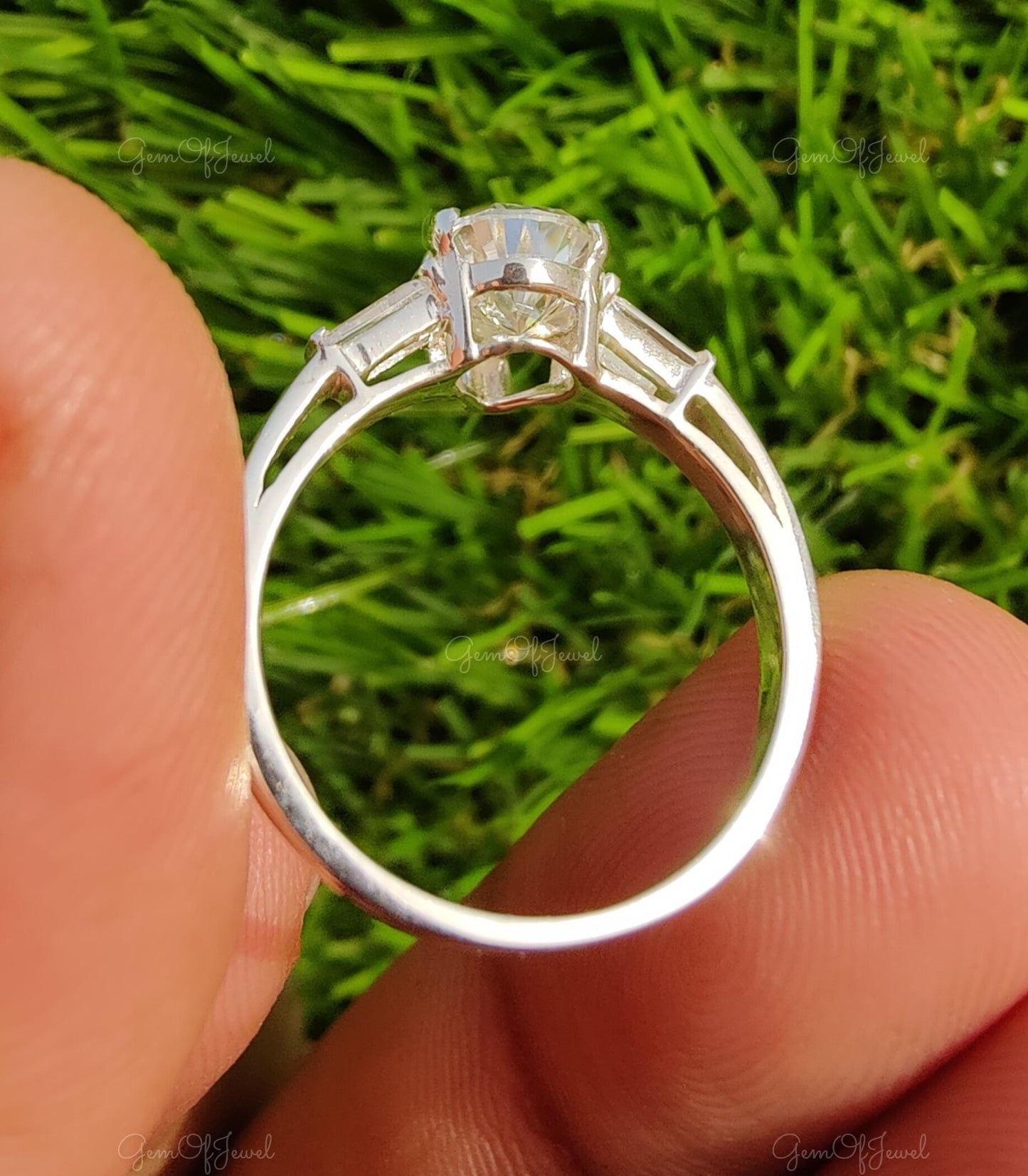 Pear Moissanite Diamond 3 Stone With Side Baguette Moissanite Diamond, Three Stone Ring, Pear Moissanite Diamond Ring For Her, Pear Cut Ring