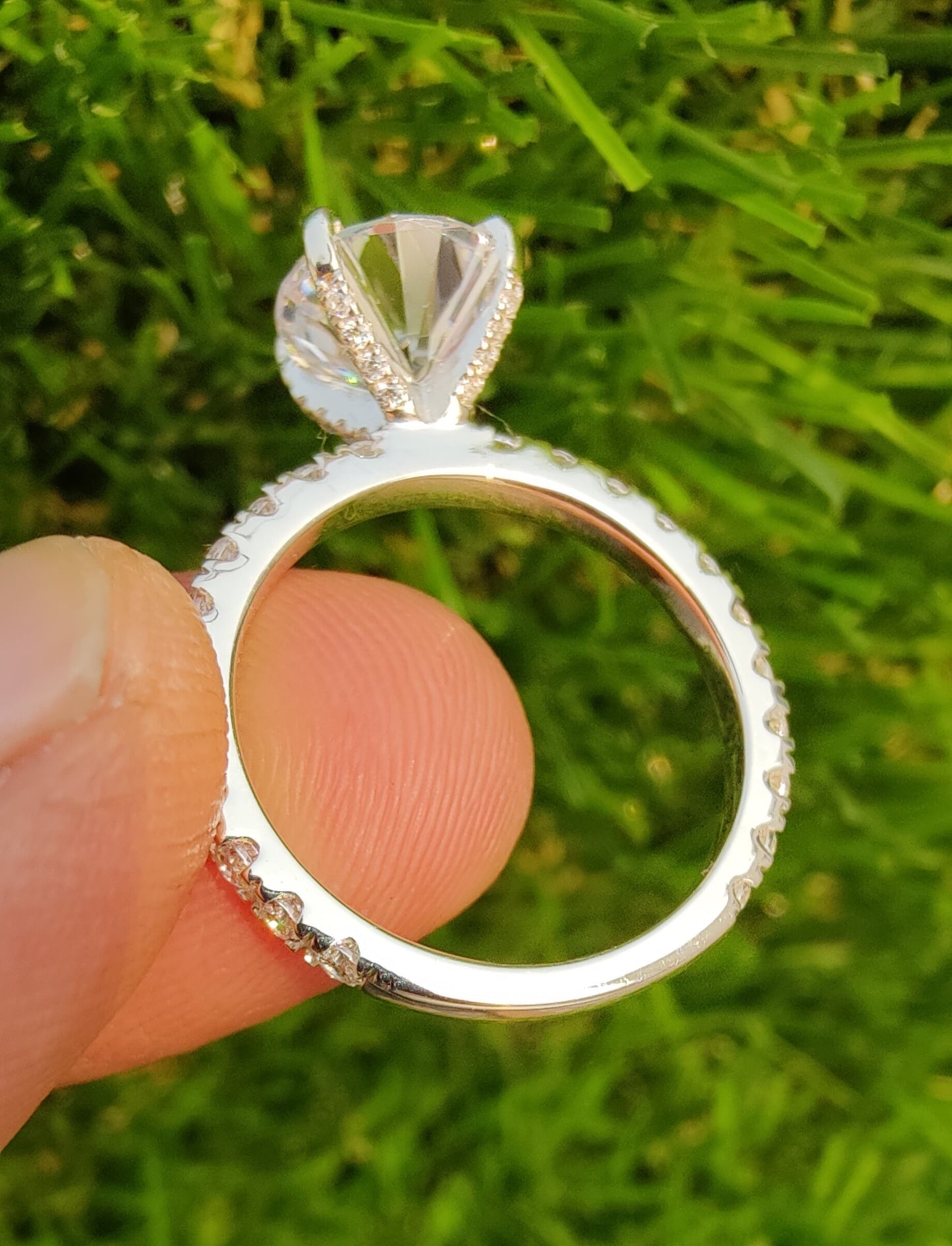 2CT Round Diamond Moissanite Ring Round Moissanite Engagement Ring With Thick Band Eternity Diamond On Band Ring For Her, Round Diamond Ring