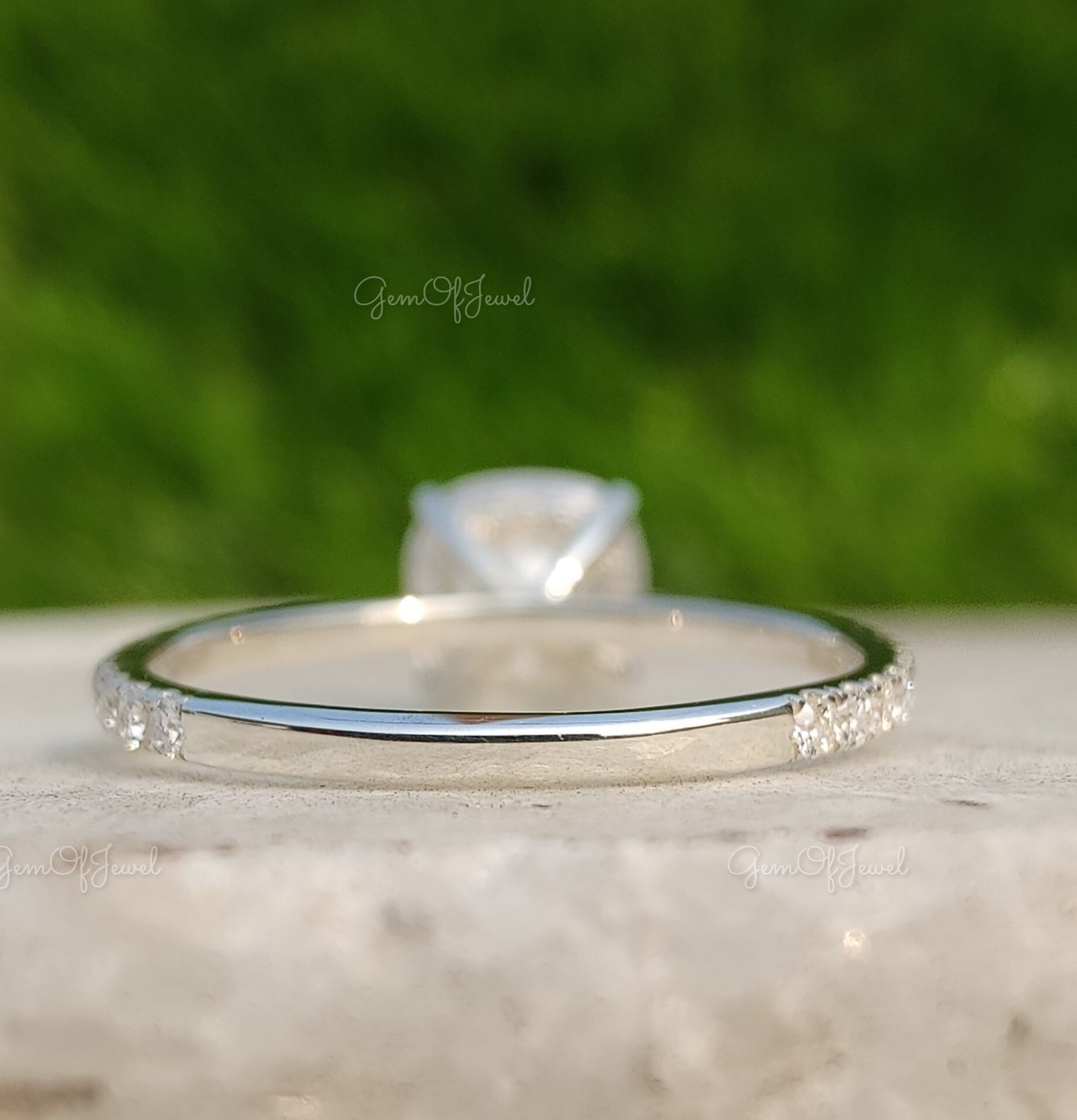 Cushion Cut Moissanite Diamond Engagement Ring With Halo Of Round Moissanite Diamond Engagement Ring For Her, Cushion Diamond Ring For Her
