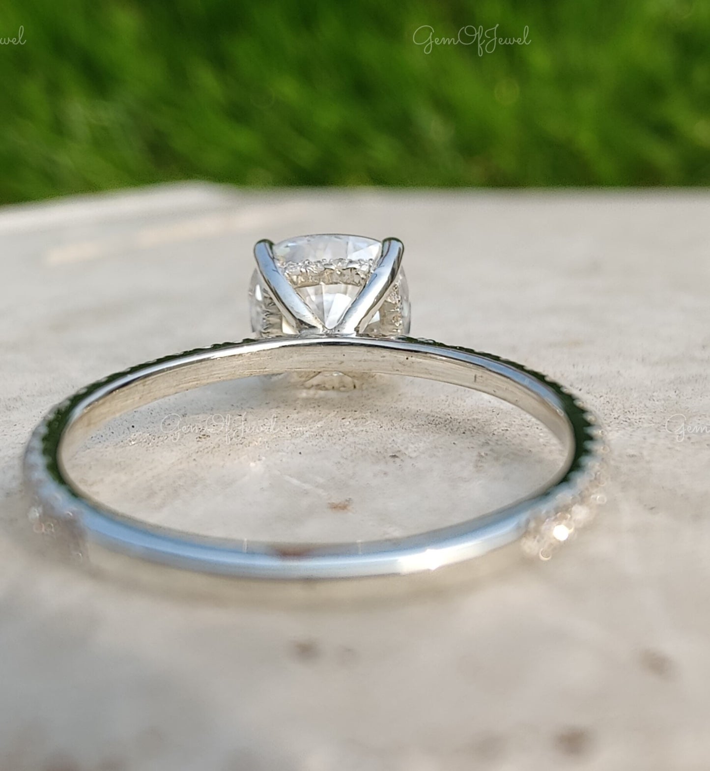 Cushion Cut Moissanite Diamond Engagement Ring With Halo Of Round Moissanite Diamond Engagement Ring For Her, Cushion Diamond Ring For Her