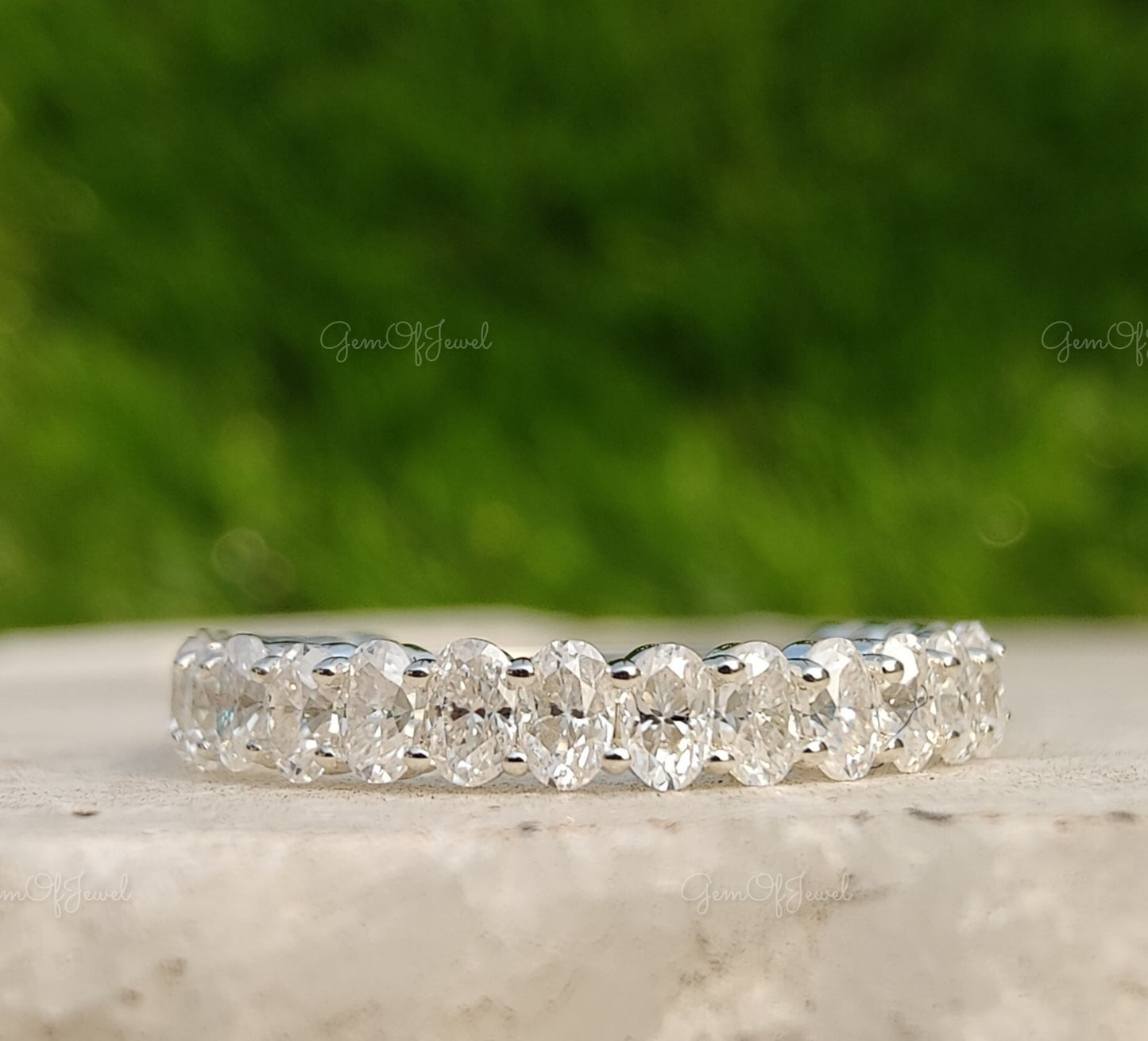 Oval Moissanite Diamond Wedding Matching Band, Oval Cut Moissanite Stackable Band, Oval Diamond Matching Band For Her, Oval Diamond Ring