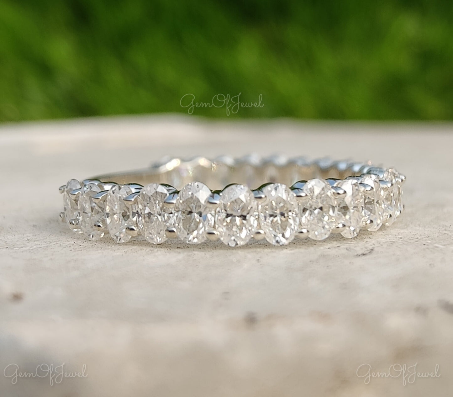 Oval Moissanite Diamond Wedding Matching Band, Oval Cut Moissanite Stackable Band, Oval Diamond Matching Band For Her, Oval Diamond Ring