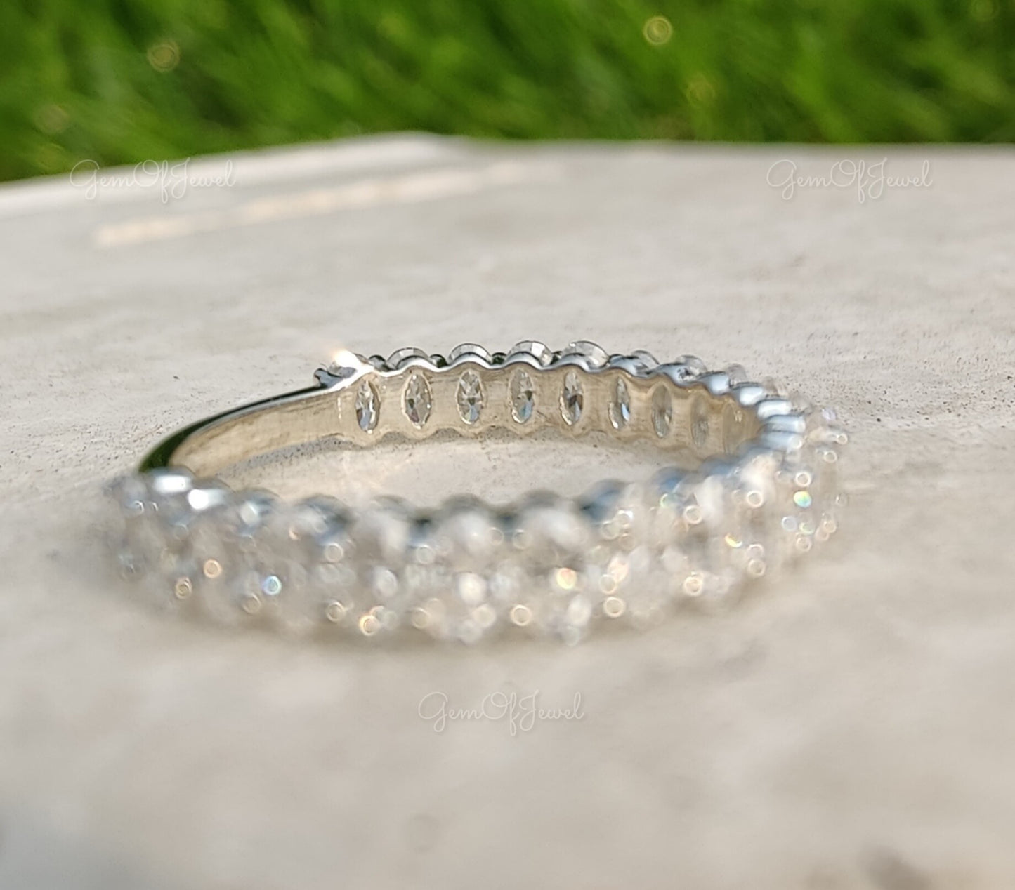 Oval Moissanite Diamond Wedding Matching Band, Oval Cut Moissanite Stackable Band, Oval Diamond Matching Band For Her, Oval Diamond Ring