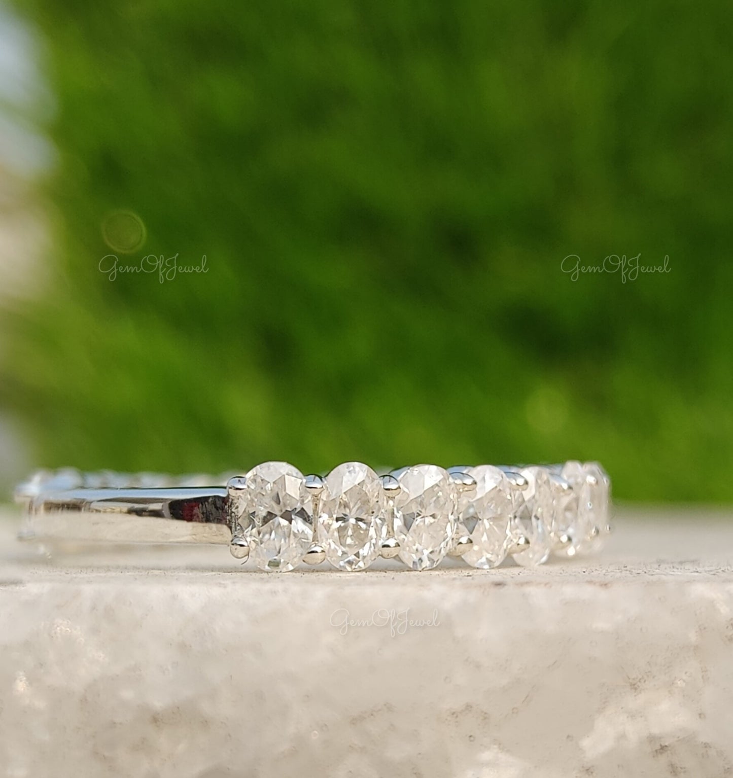 Oval Moissanite Diamond Wedding Matching Band, Oval Cut Moissanite Stackable Band, Oval Diamond Matching Band For Her, Oval Diamond Ring