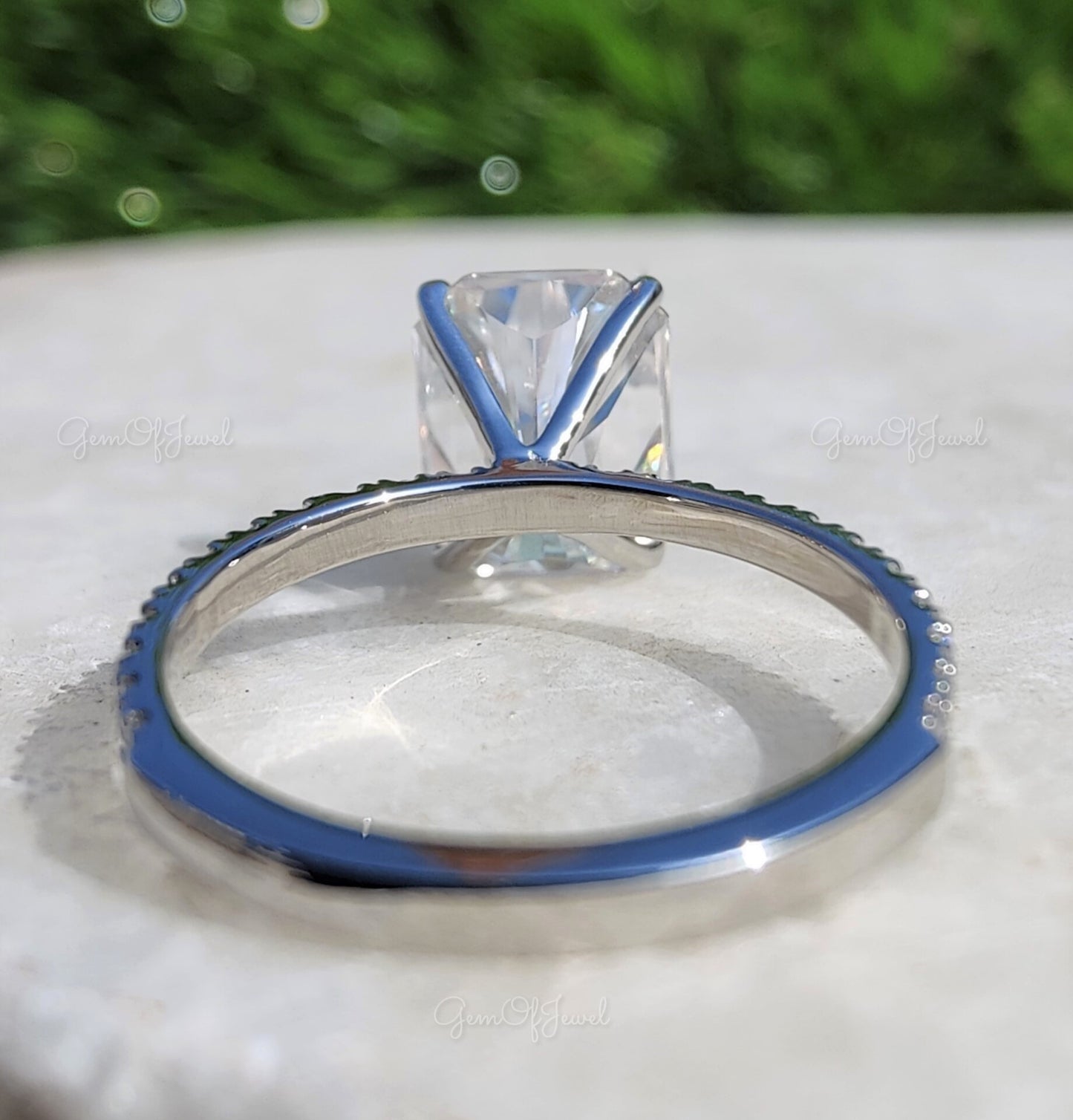 Radiant Moissanite Diamond Engagement Ring with Pave of Round Moissanite Diamond Gift For Her, Radiant Moissanite Diamond Engagement Ring