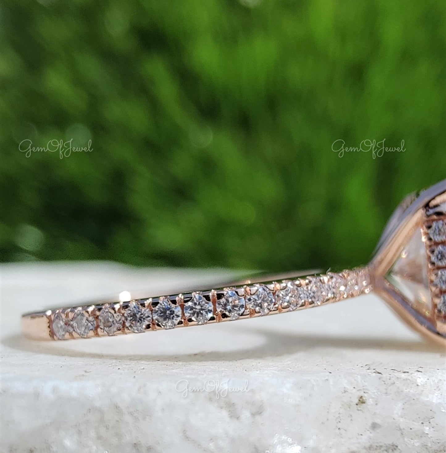 Radiant Moissanite Diamond With Halo Of Round Moissanite Diamond Solid Gold Ring Gift For Her Or Engagement Ring, Radiant Gold Diamond Ring