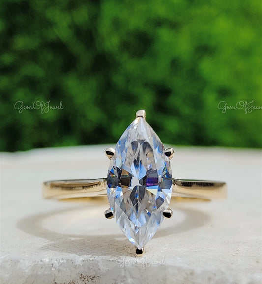 Marquise Solitaire Moissanite Diamond Ring For Her, Solitaire Diamond Ring, Marquise Diamond Moissanite Engagement Ring, Marquise Ring