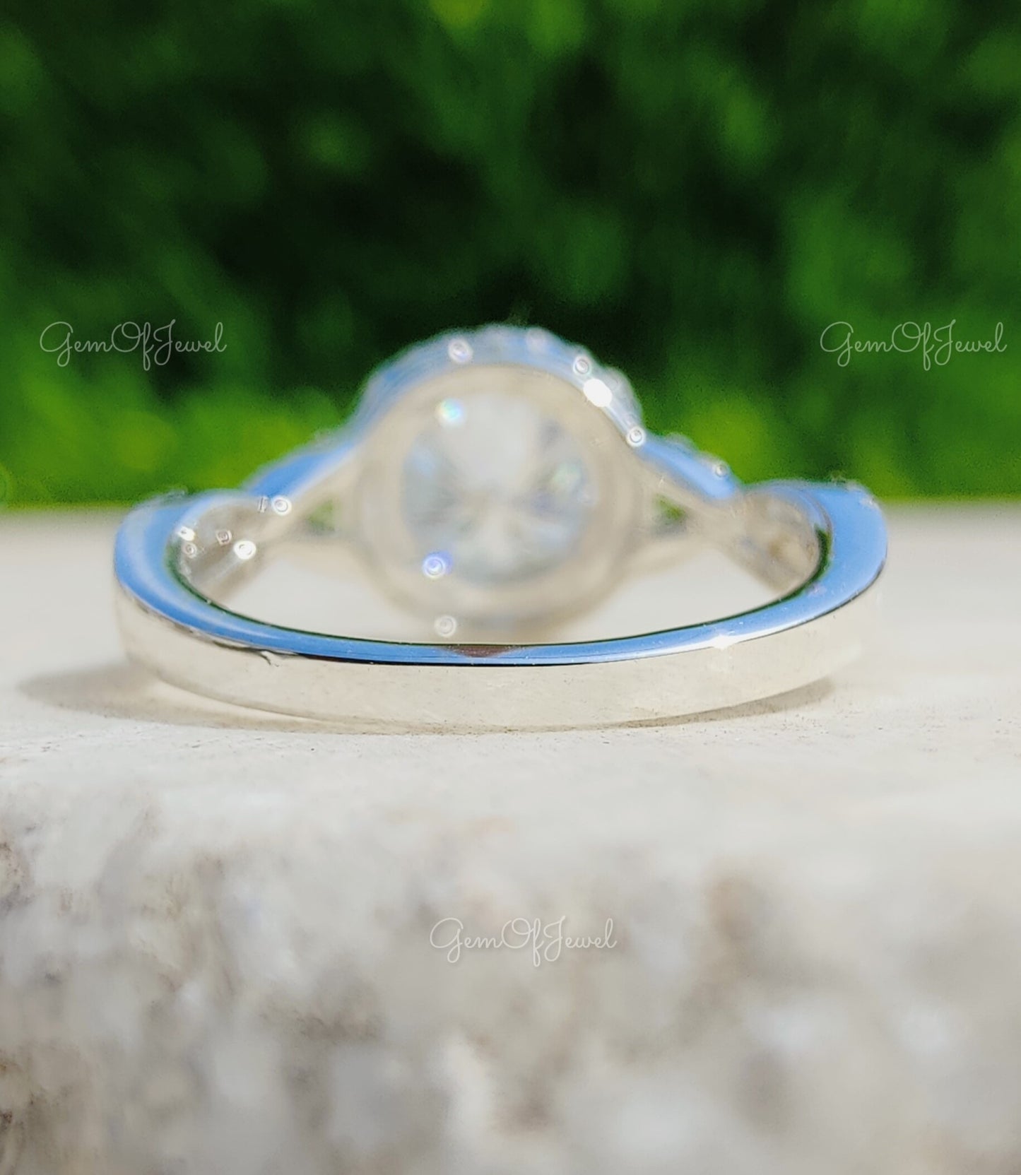 Round Moissanite Diamond crossover infinity shape band With Halo And Pave Diamond Eternity For Her, Round Moissanite Diamond Engagement Ring