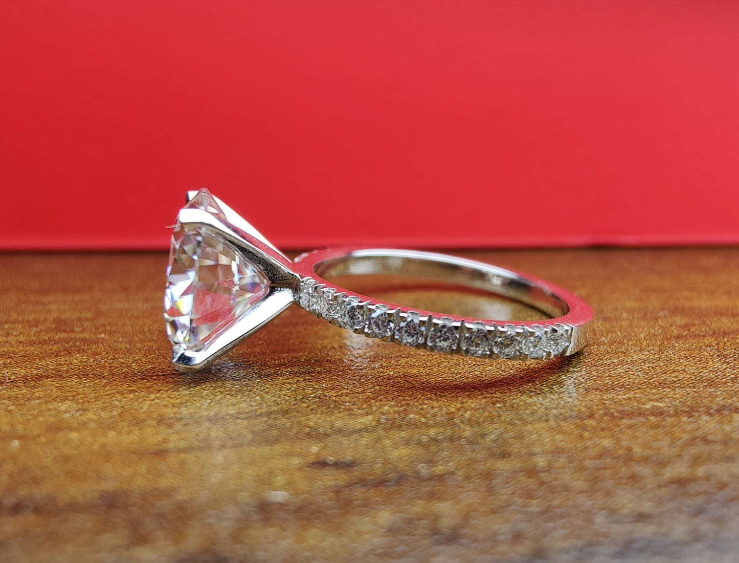 3CT Round Moissanite Engagement Ring With 3/4th Etenity Band Of Round Moissanite Diamond, Round Diamond Engagement Ring, 3CT Diamond Ring