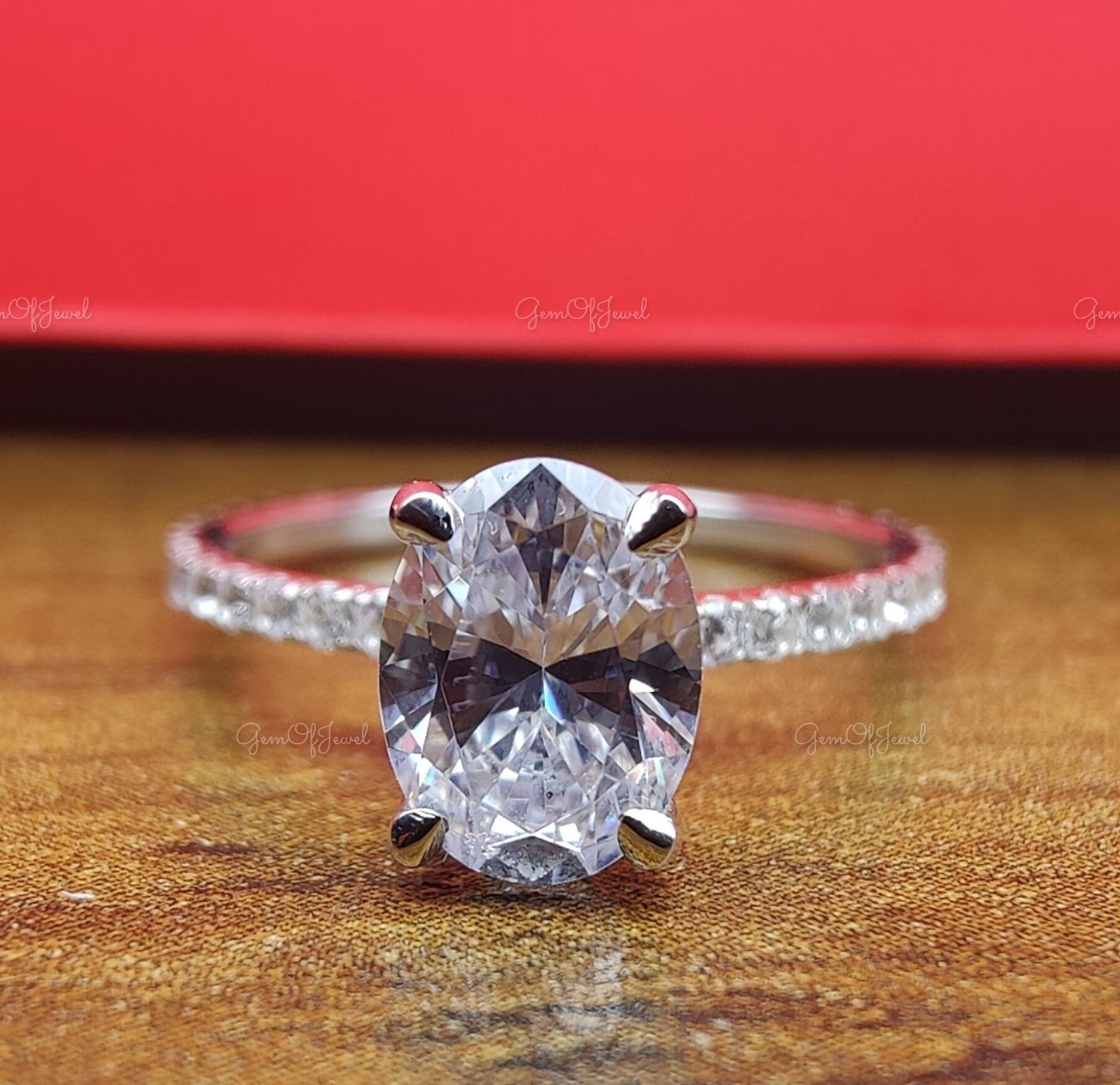 Oval Moissanite Diamond With 3/4th Eternity Engagement Of Round Moissanite Diamond Ring For Her, Oval Diamond Ring, Oval Moissanite Ring