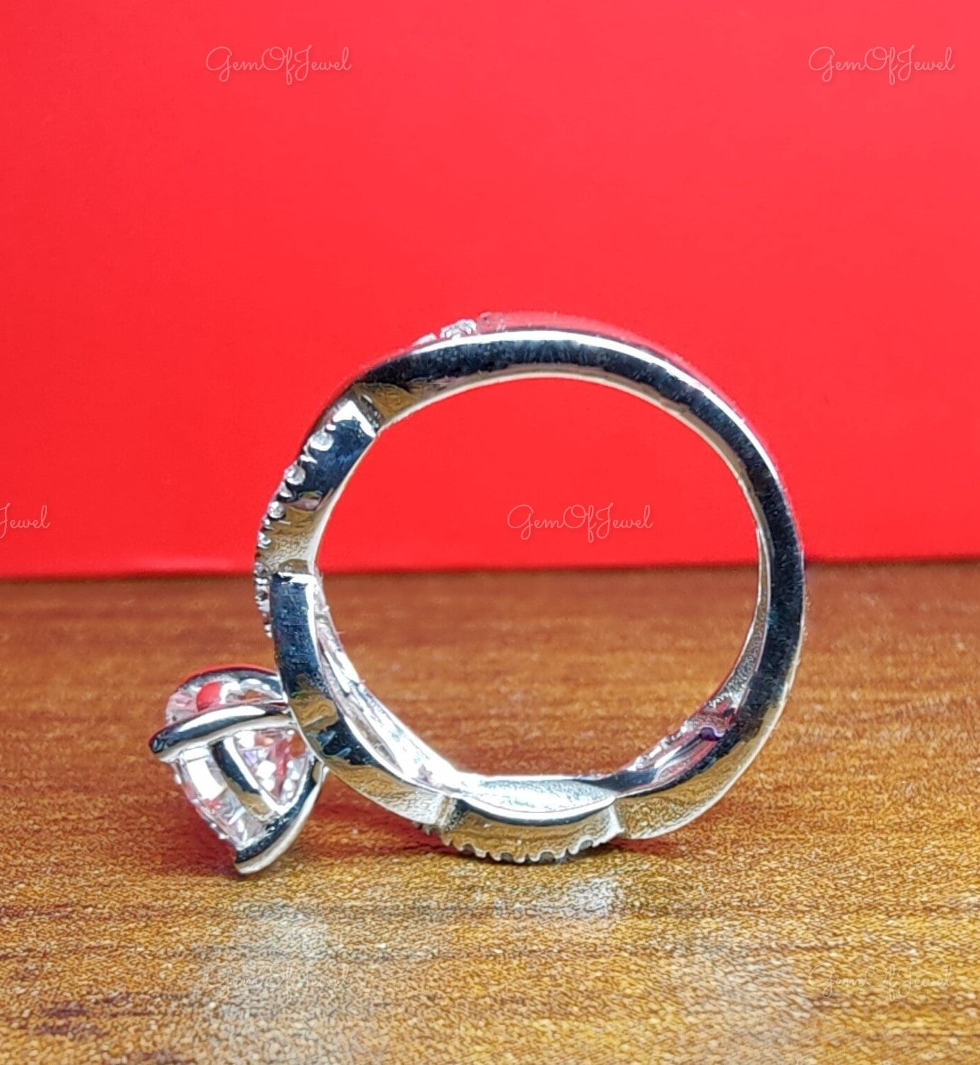 1CT Round Moissanite Diamond Engagement Ring Crossover Band White Gold Engagement Ring For her,Round Diamond engagement Ring , Wedding Ring