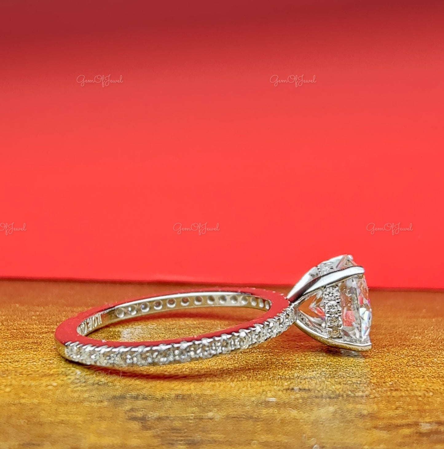 Round Moissanite Engagement Ring With 3/4th Eternity Of Round Moissanite Diamond,Six Prong Round Diamond Engagement Ring, 3CT Diamond Ring