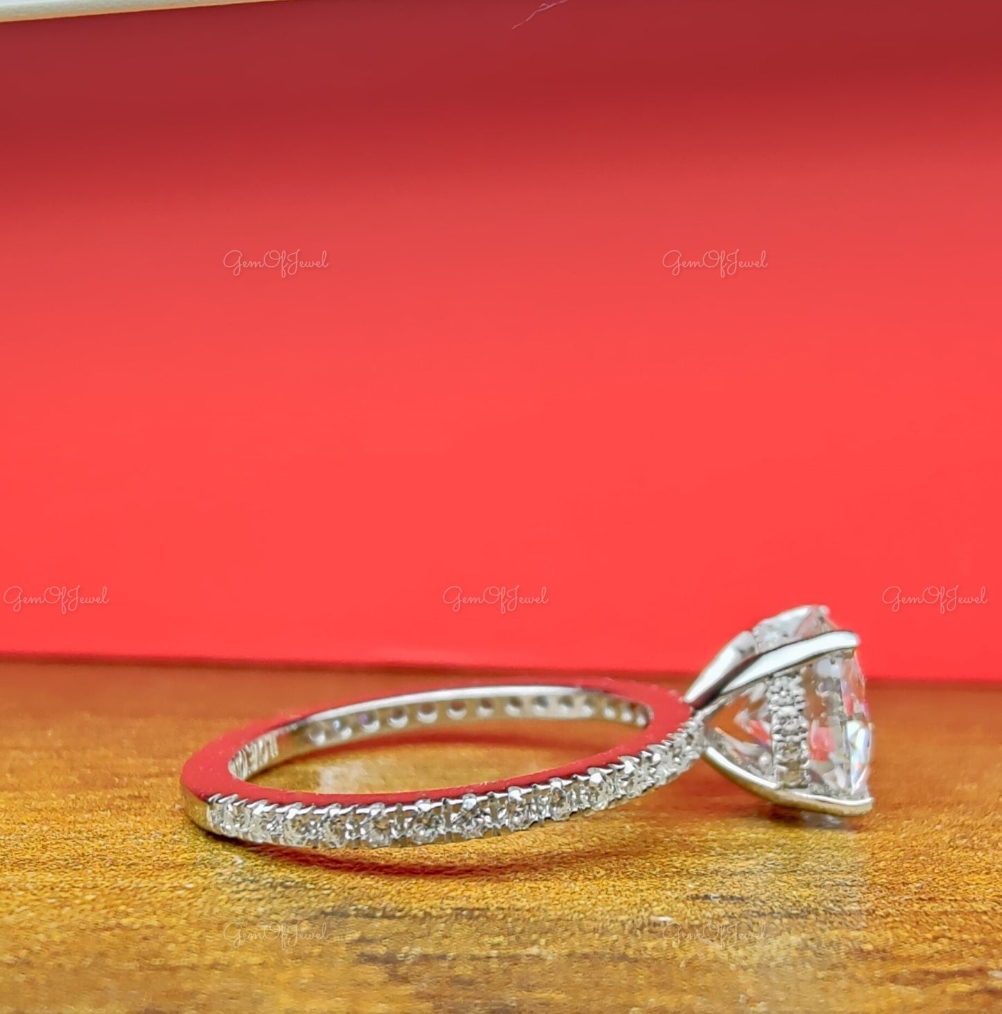 Round Moissanite Engagement Ring With 3/4th Eternity Of Round Moissanite Diamond,Six Prong Round Diamond Engagement Ring, 3CT Diamond Ring