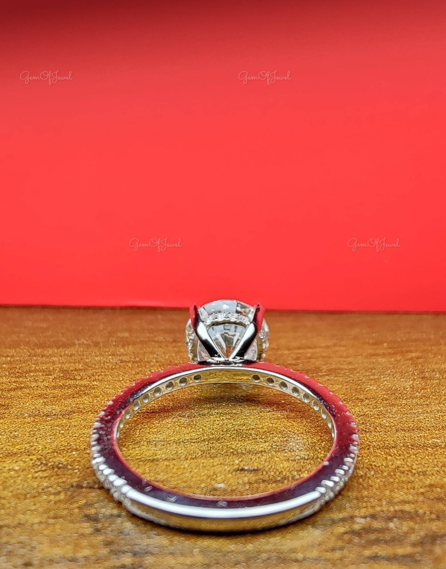 Round Moissanite Engagement Ring With 3/4th Eternity Of Round Moissanite Diamond,Six Prong Round Diamond Engagement Ring, 3CT Diamond Ring